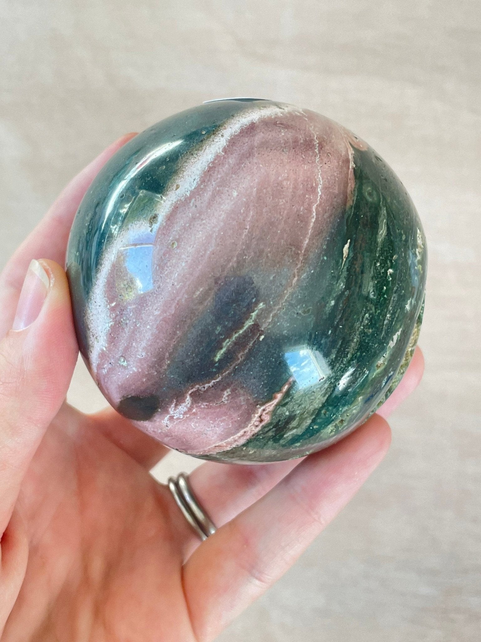 Ocean Jasper Sphere | Purple Crystal | Authentic Gemstone | Crystal Ball - earthandelm