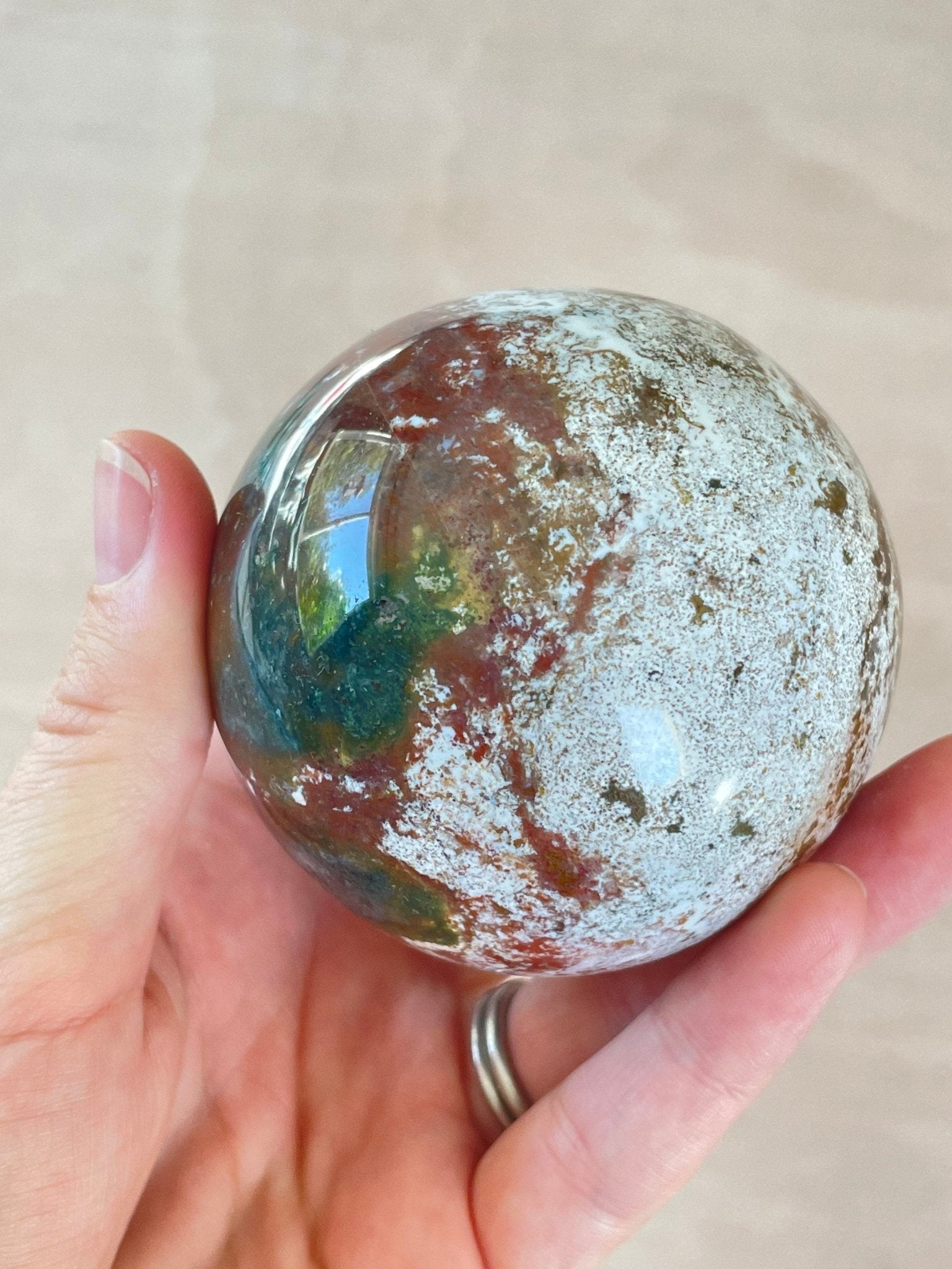Ocean Jasper Sphere | Purple Crystal | Authentic Gemstone | Crystal Ball - earthandelm