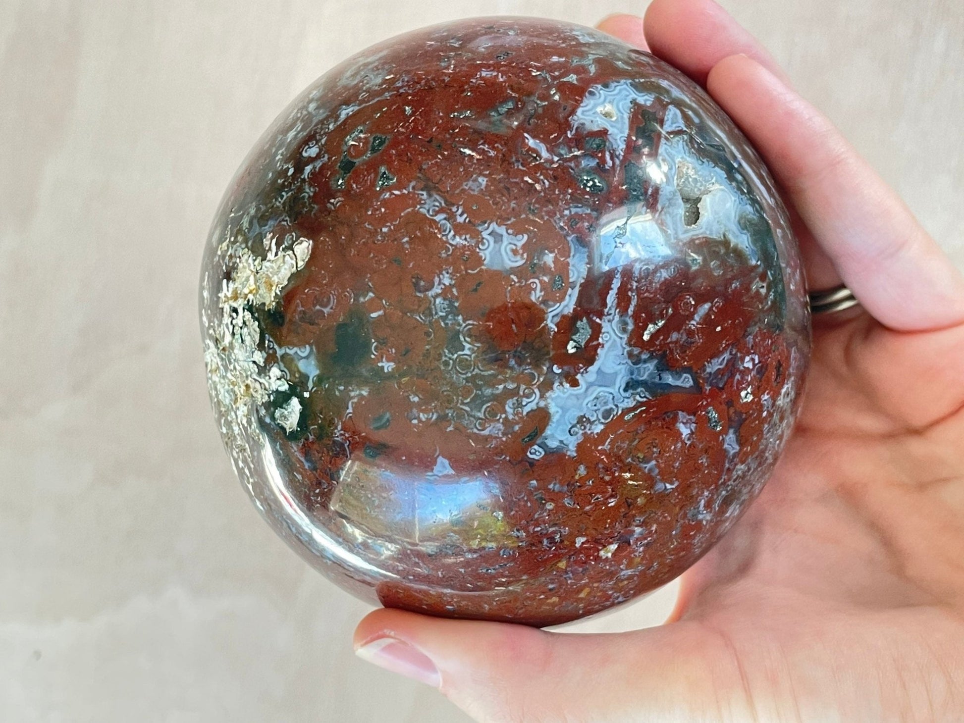 Ocean Jasper Sphere | Purple Crystal | Authentic Gemstone | Crystal Ball - earthandelm