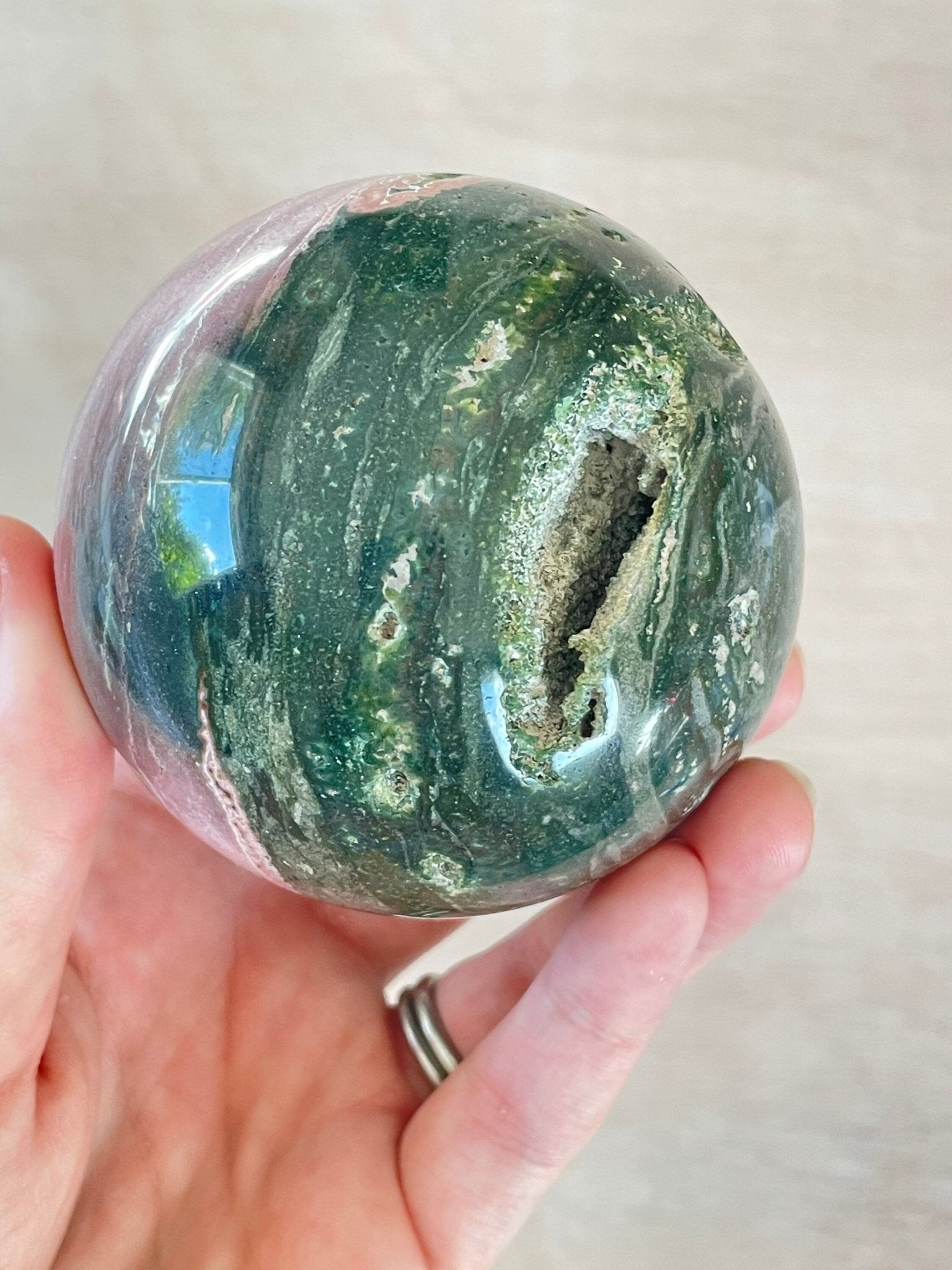 Ocean Jasper Sphere | Purple Crystal | Authentic Gemstone | Crystal Ball - earthandelm