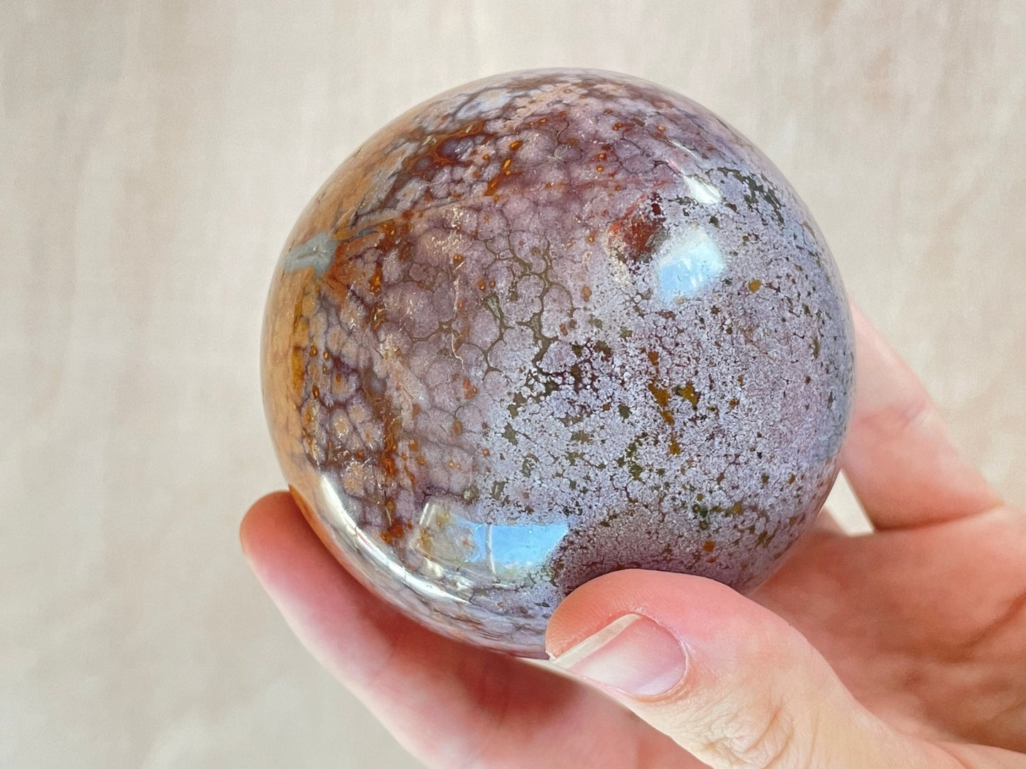 Ocean Jasper Sphere | Purple Crystal | Authentic Gemstone | Crystal Ball - earthandelm