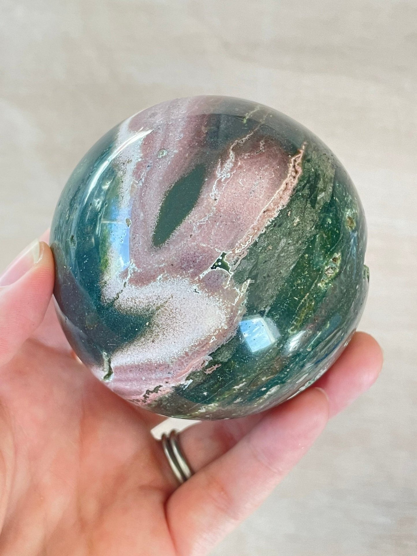 Ocean Jasper Sphere | Purple Crystal | Authentic Gemstone | Crystal Ball - earthandelm