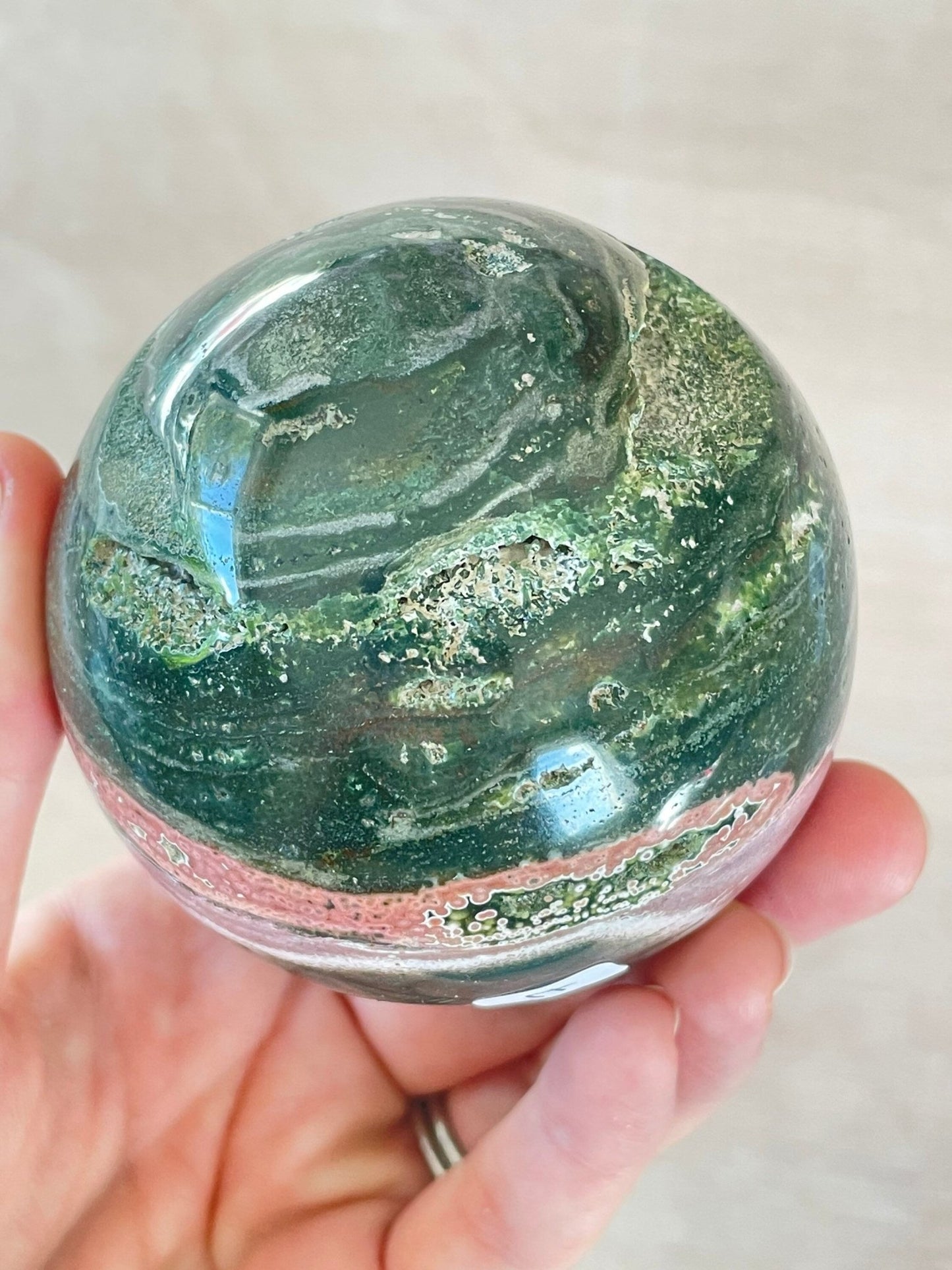 Ocean Jasper Sphere | Purple Crystal | Authentic Gemstone | Crystal Ball - earthandelm