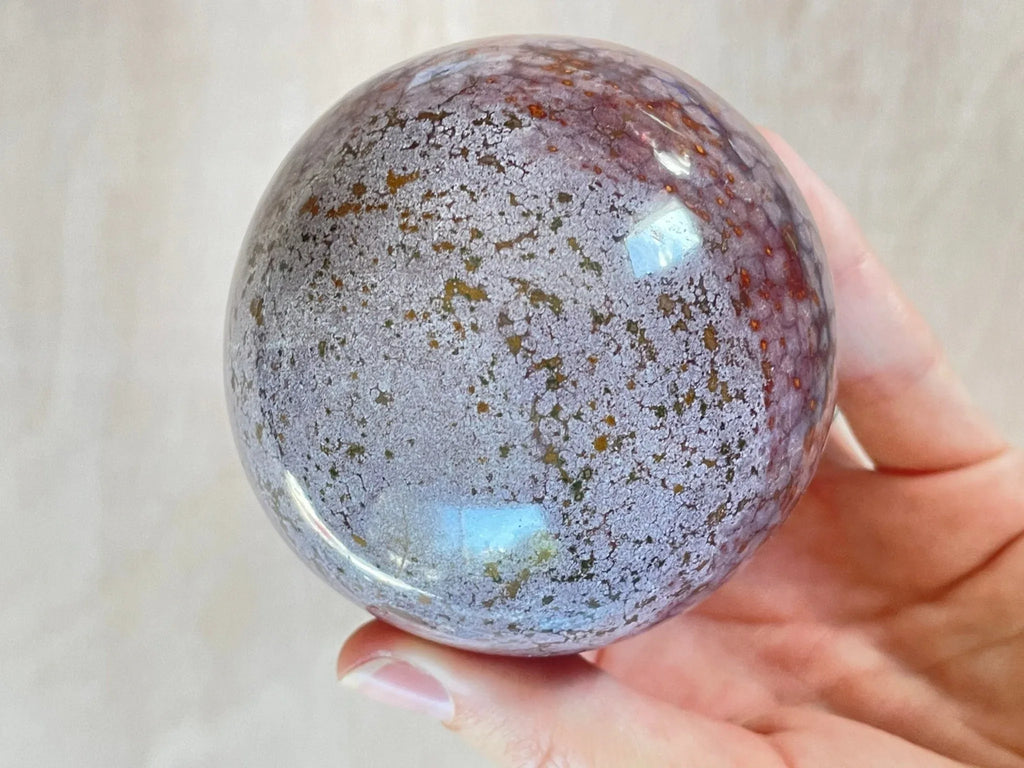 Ocean Jasper Sphere | Purple Crystal | Authentic Gemstone | Crystal Ball - earthandelm