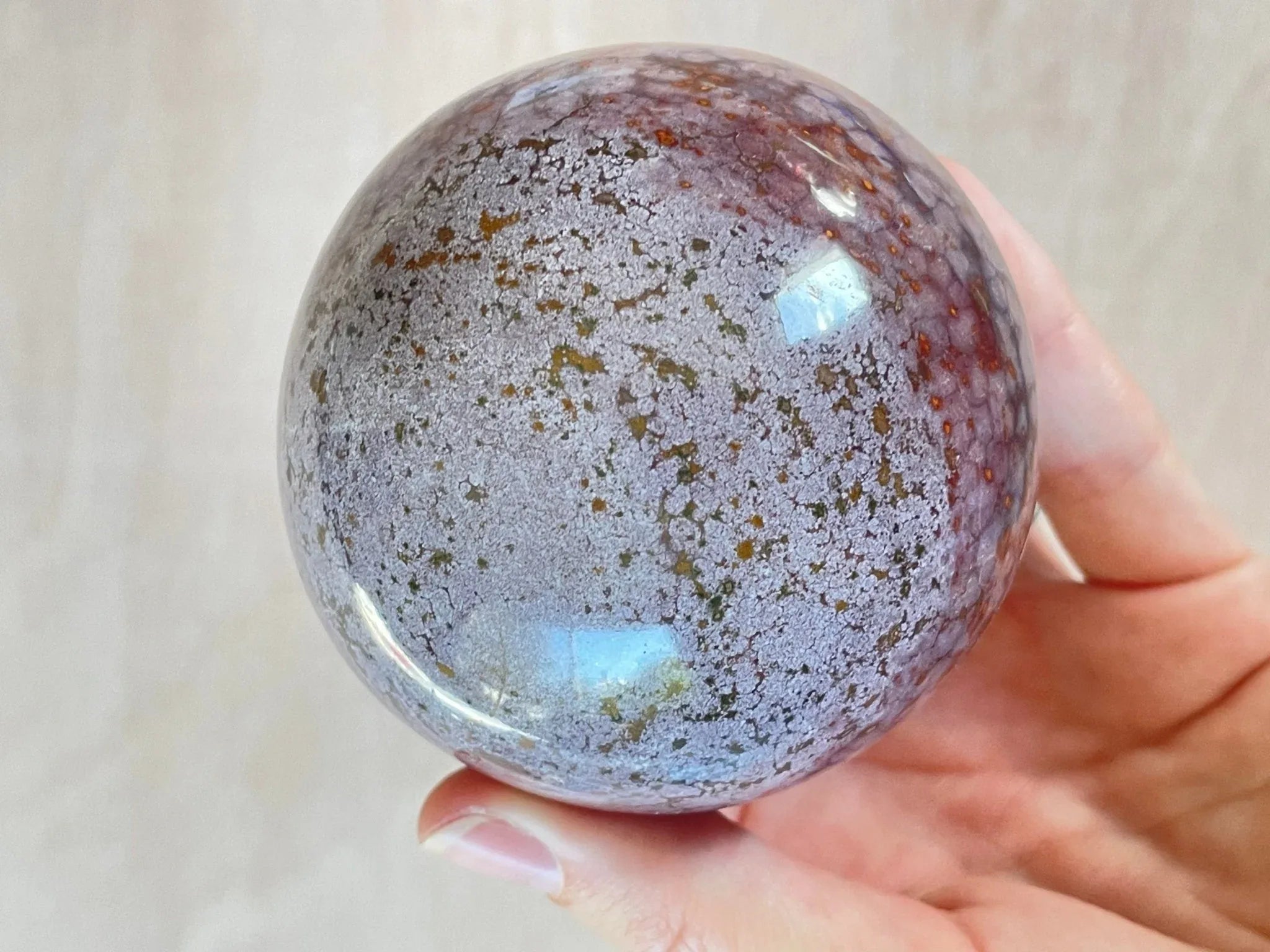 Ocean Jasper Sphere | Purple Crystal | Authentic Gemstone | Crystal Ball - earthandelm