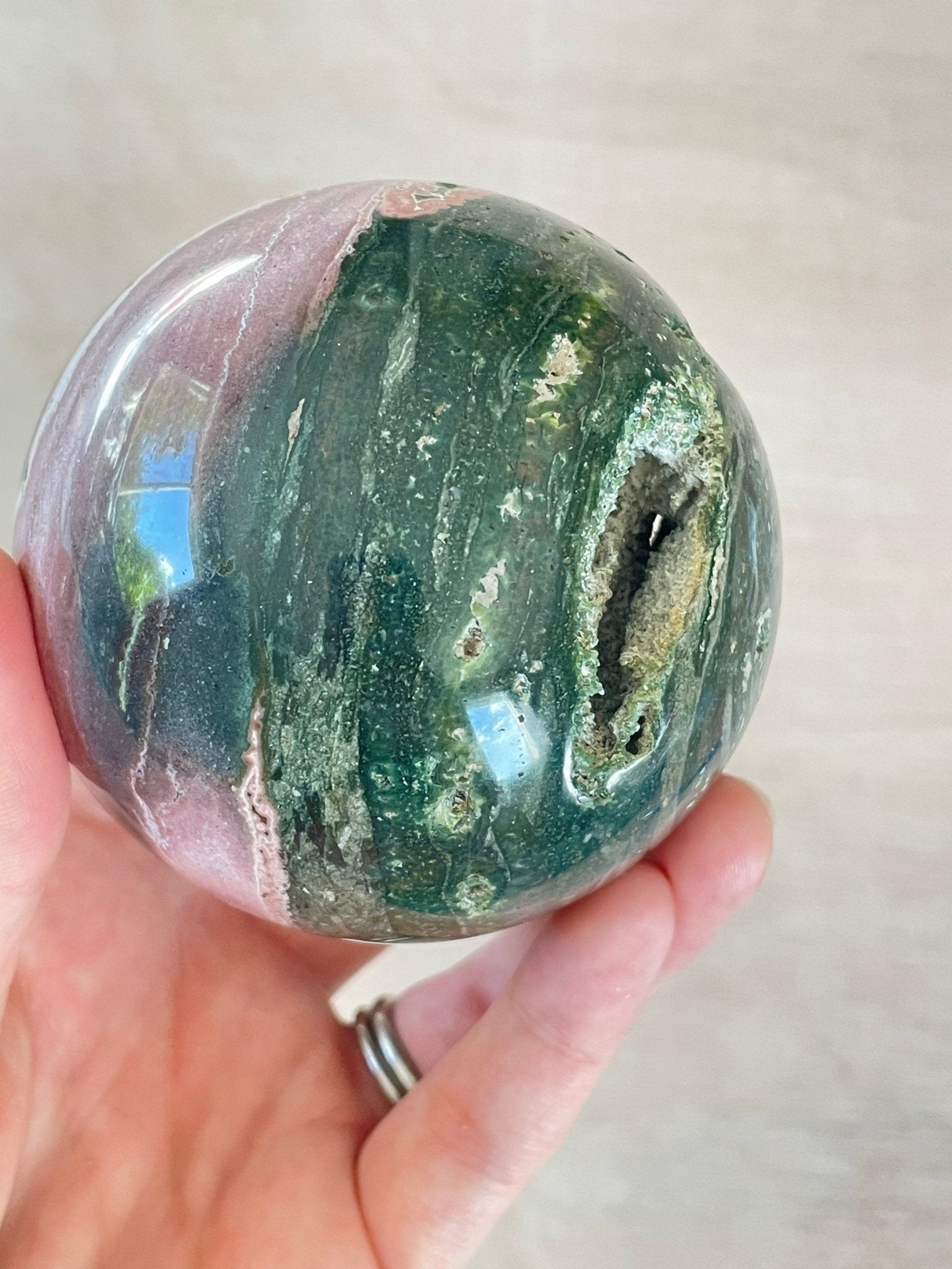Ocean Jasper Sphere | Purple Crystal | Authentic Gemstone | Crystal Ball - earthandelm