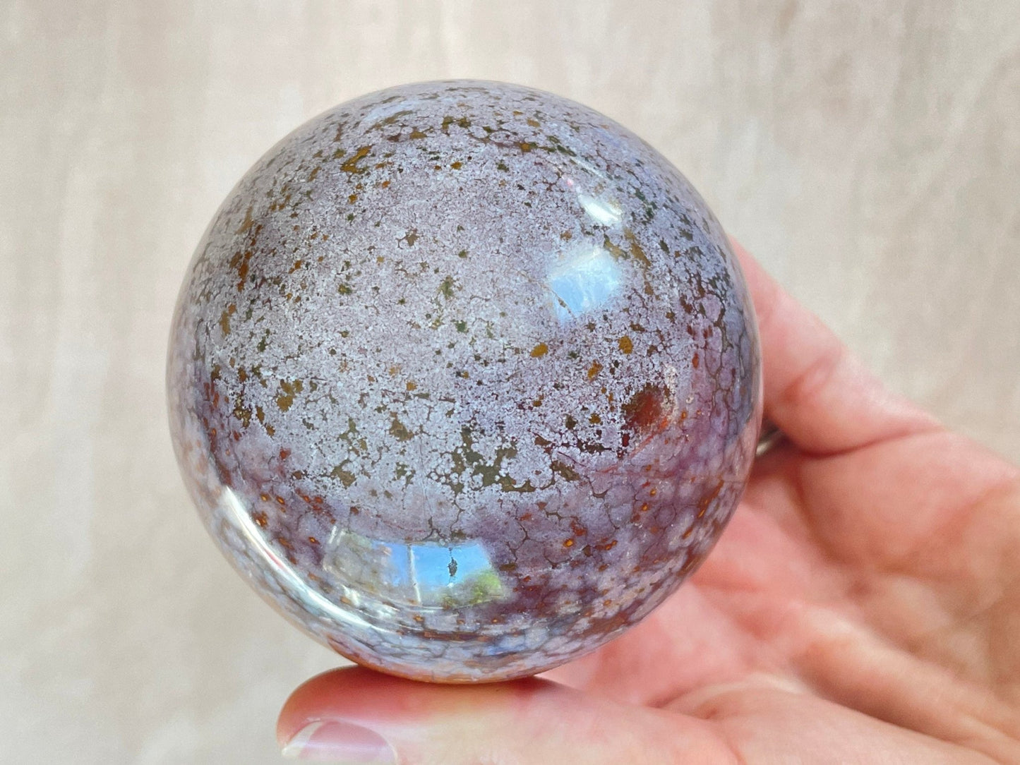 Ocean Jasper Sphere | Purple Crystal | Authentic Gemstone | Crystal Ball - earthandelm