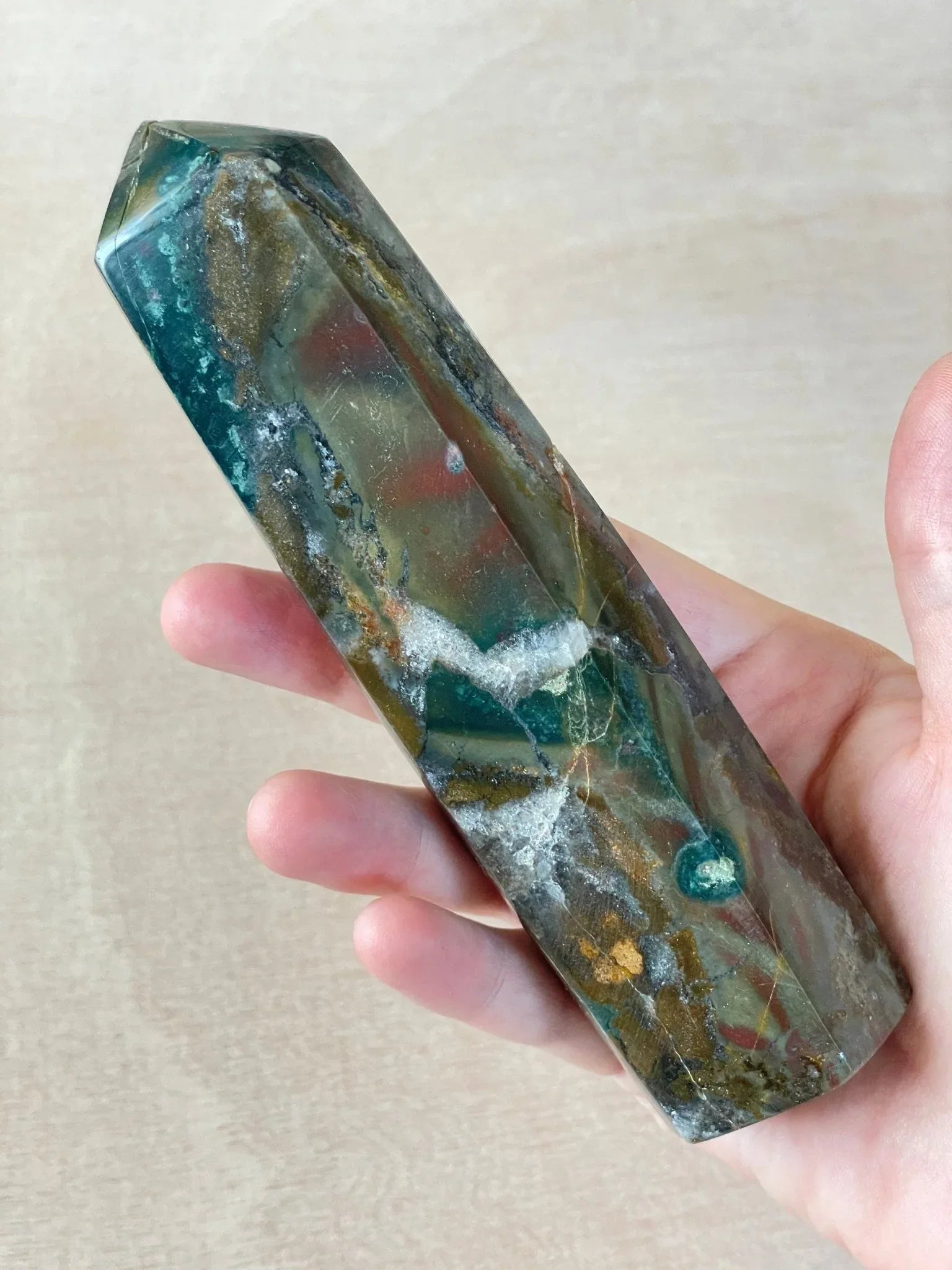 Ocean Jasper Tower | OJ Point | Carved Polished Generator | AAA Ocean Jasper | Large Tower - earthandelm