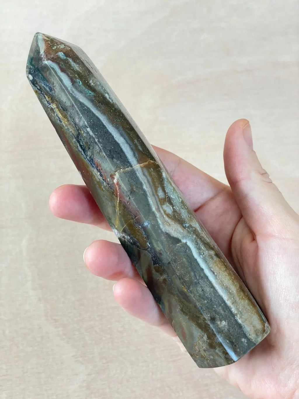 Ocean Jasper Tower | OJ Point | Carved Polished Generator | AAA Ocean Jasper | Large Tower - earthandelm