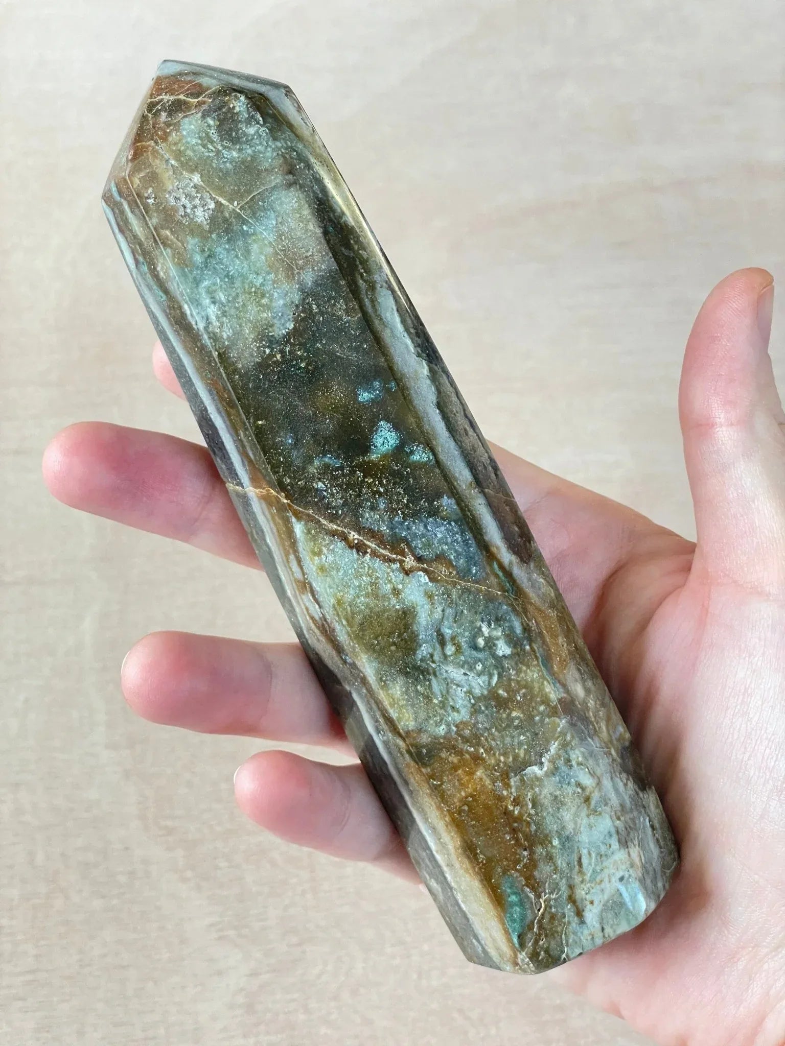 Ocean Jasper Tower | OJ Point | Carved Polished Generator | AAA Ocean Jasper | Large Tower - earthandelm