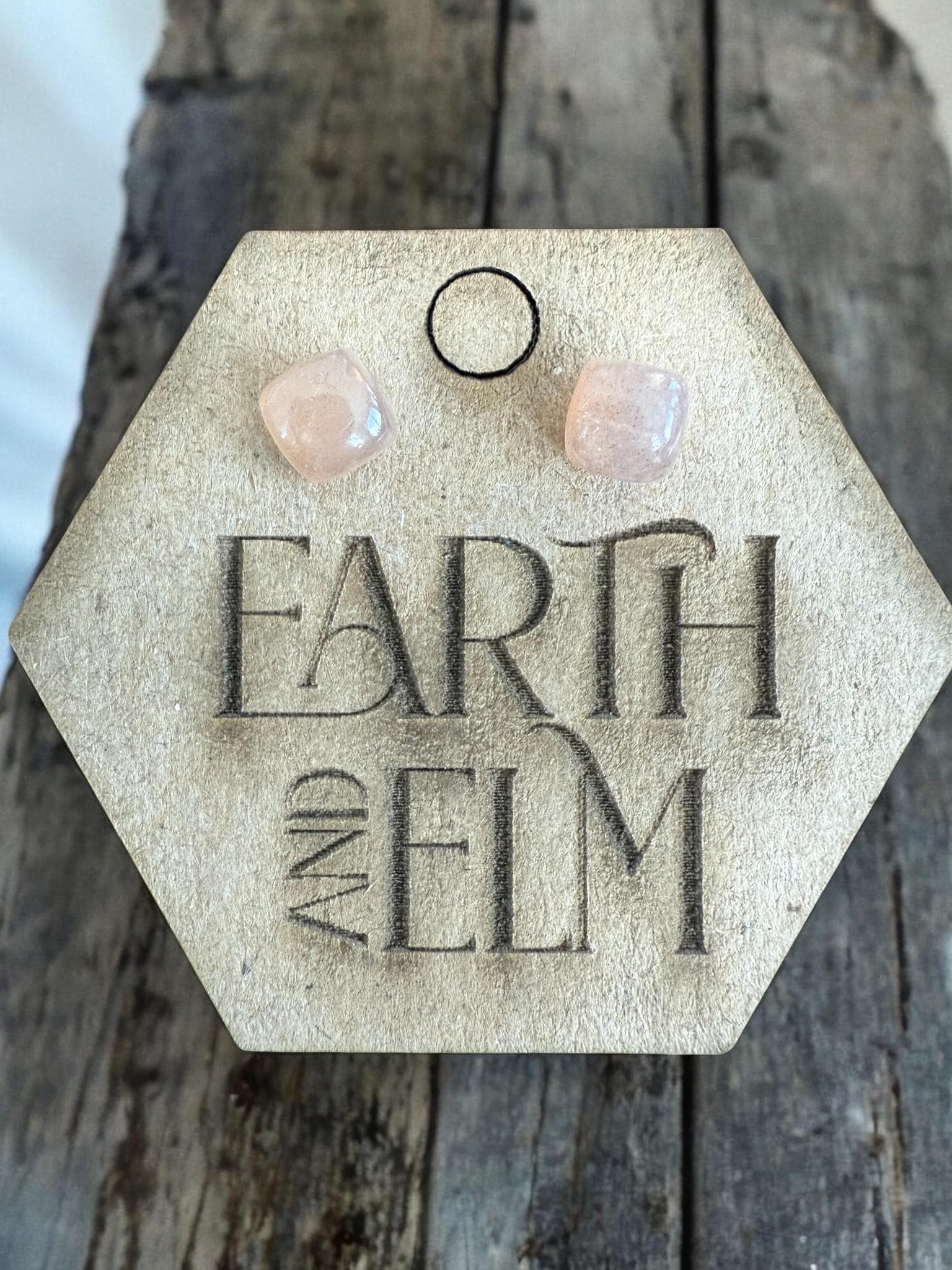 Peach Moonstone Cushion Studs - earthandelm