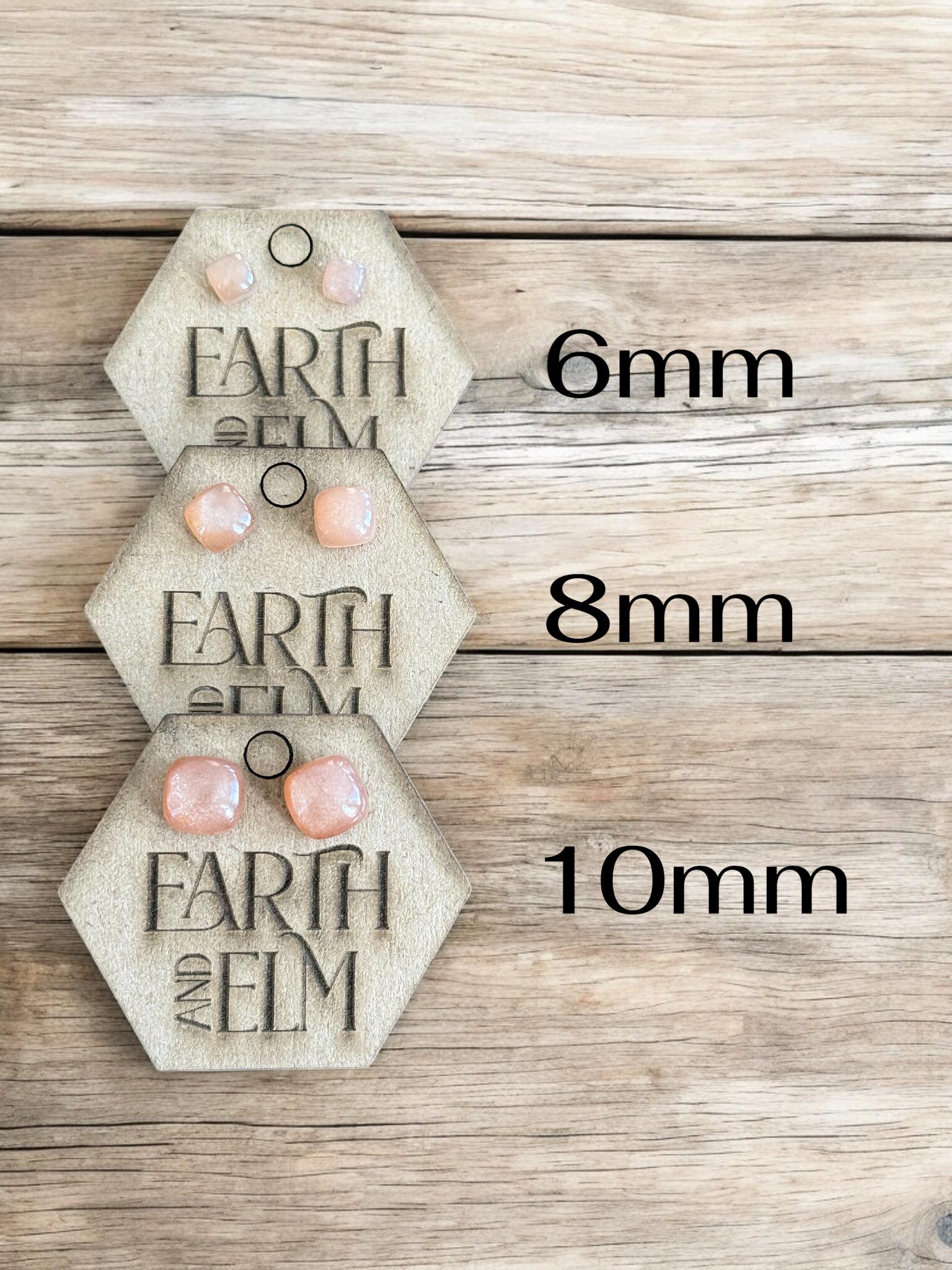 Peach Moonstone Cushion Studs - earthandelm