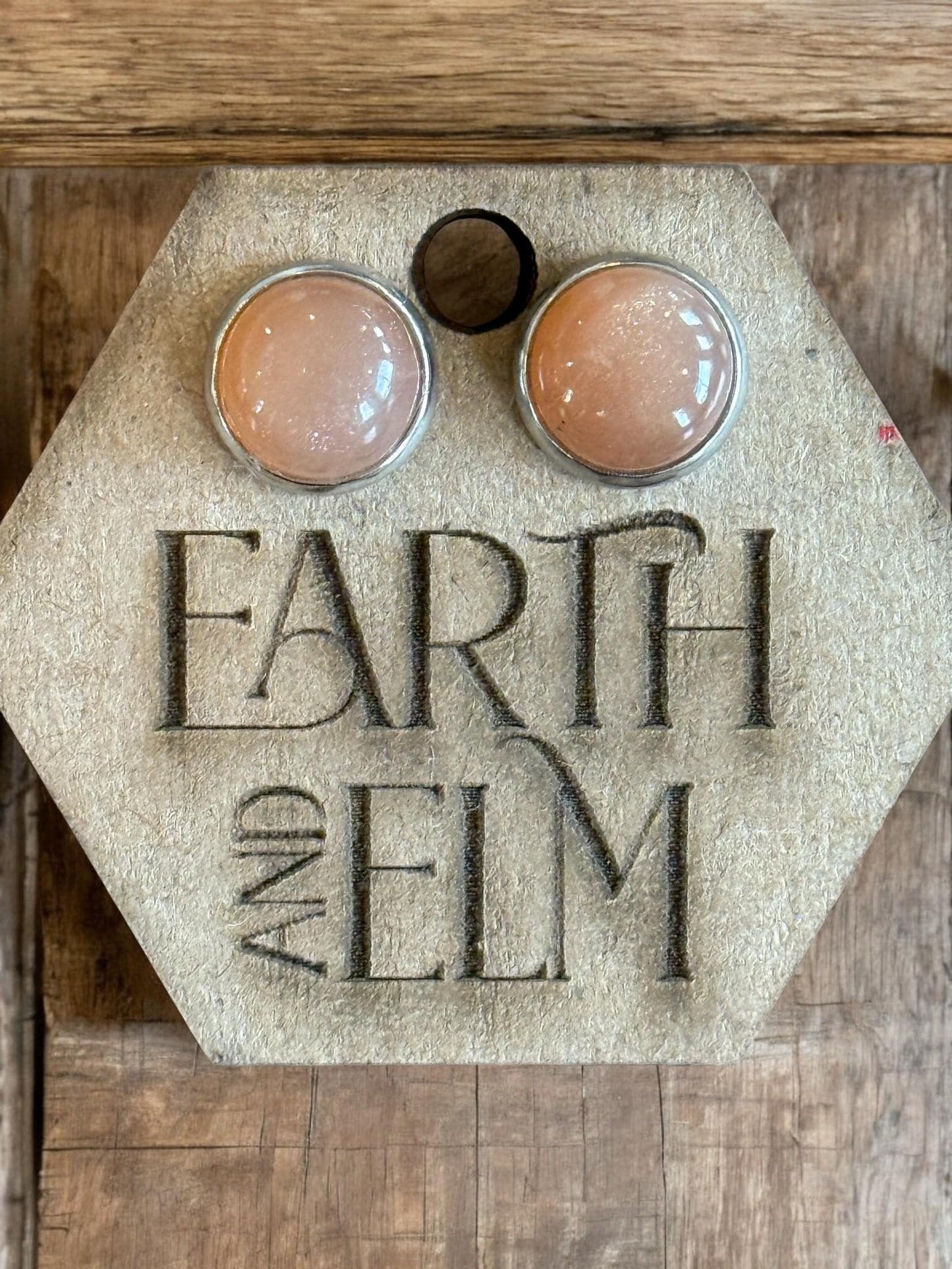 Peach Moonstone in Metal Settings - earthandelm