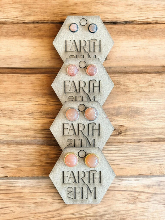 Peach Moonstone in Metal Settings - earthandelm
