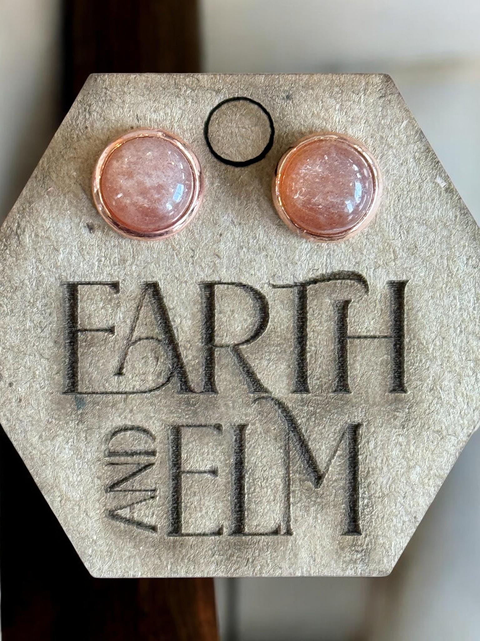 Peach Moonstone in Metal Settings - earthandelm
