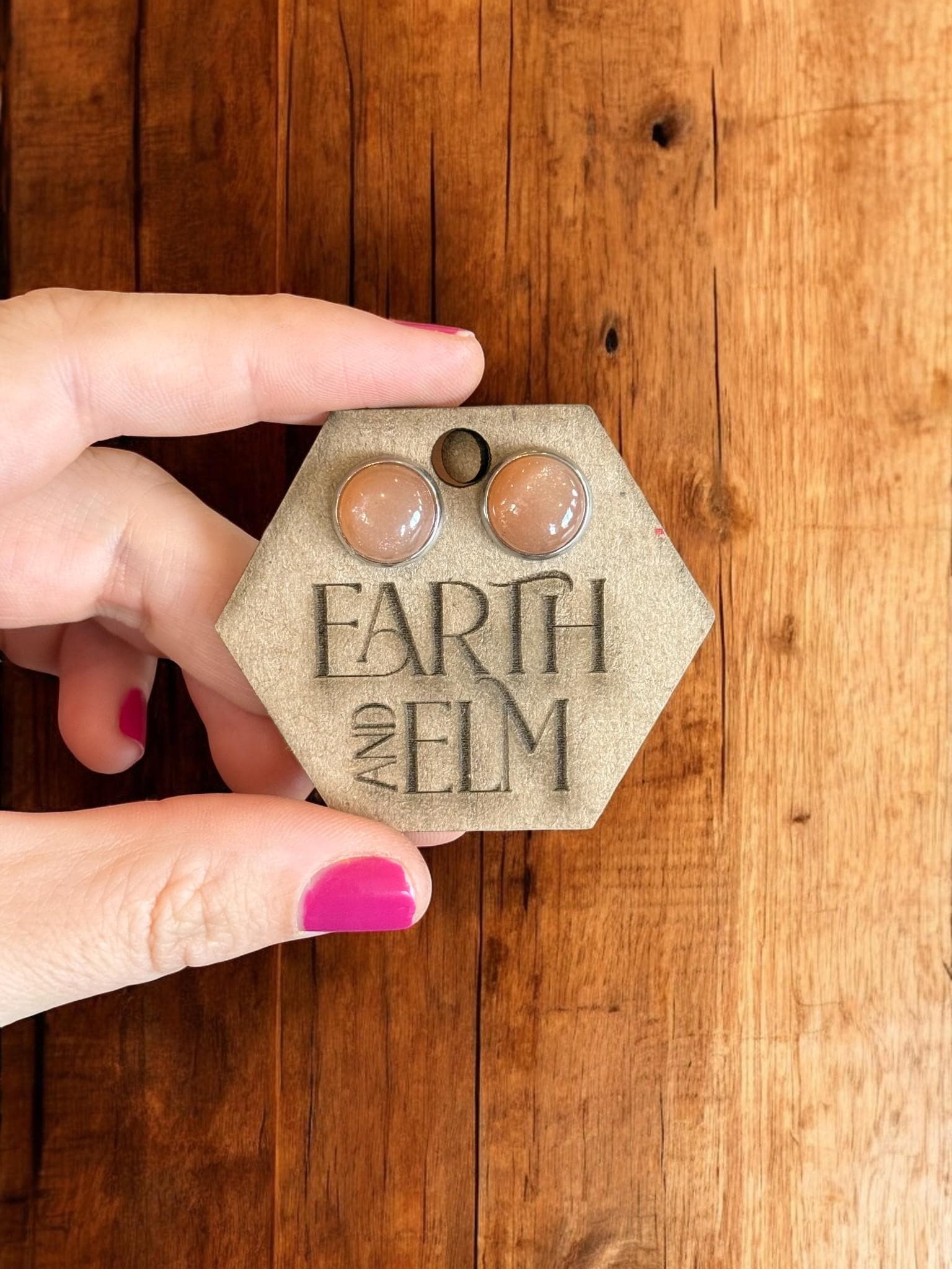 Peach Moonstone in Metal Settings - earthandelm