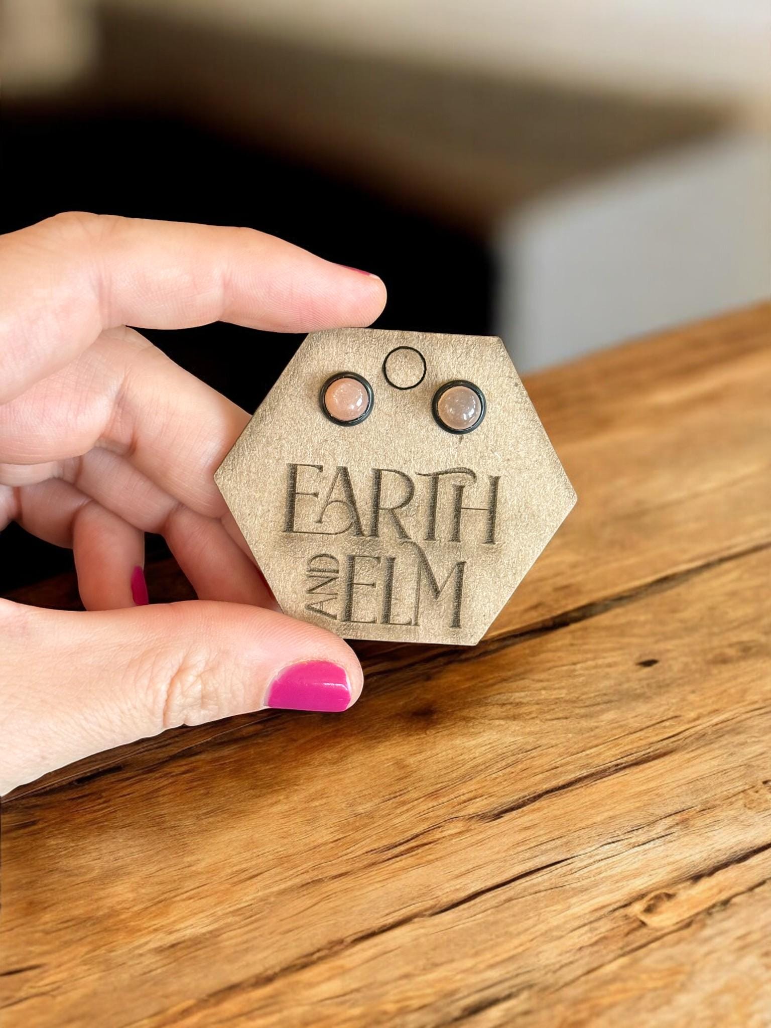 Peach Moonstone in Metal Settings - earthandelm