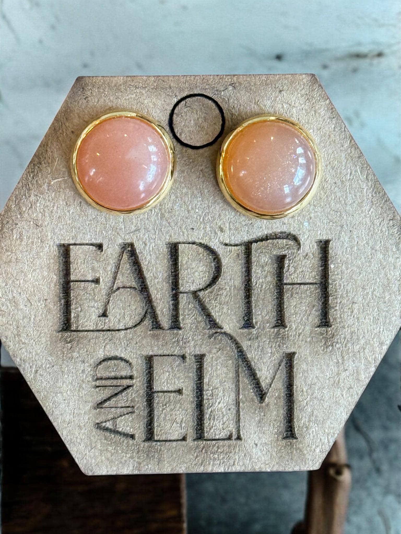 Peach Moonstone in Metal Settings - earthandelm