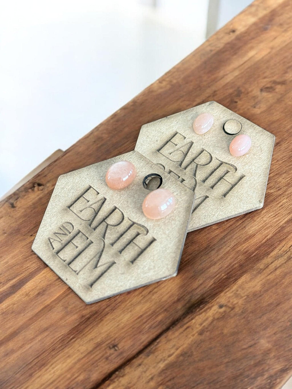 Peach Moonstone Oval Studs - earthandelm