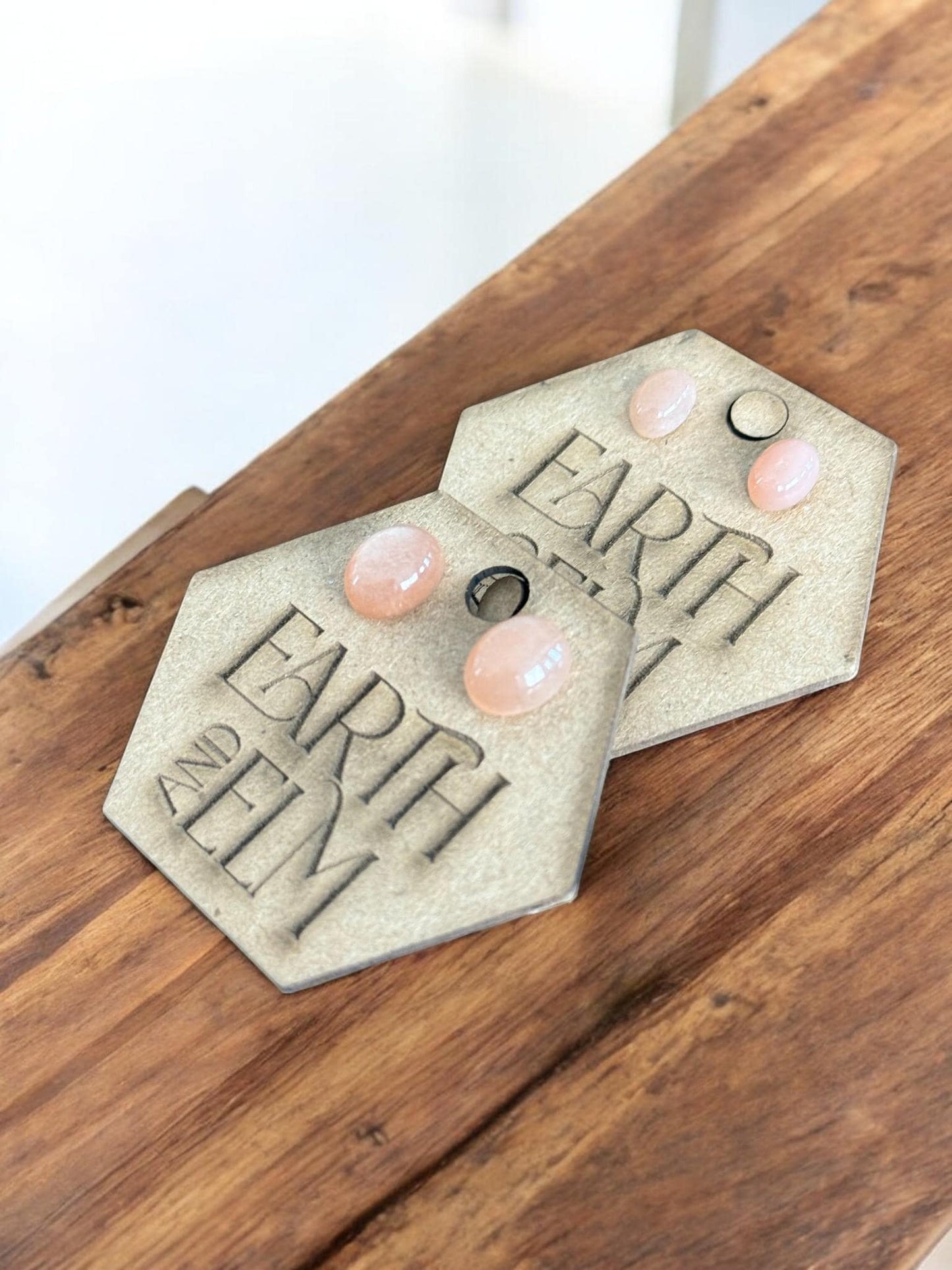 Peach Moonstone Oval Studs - earthandelm