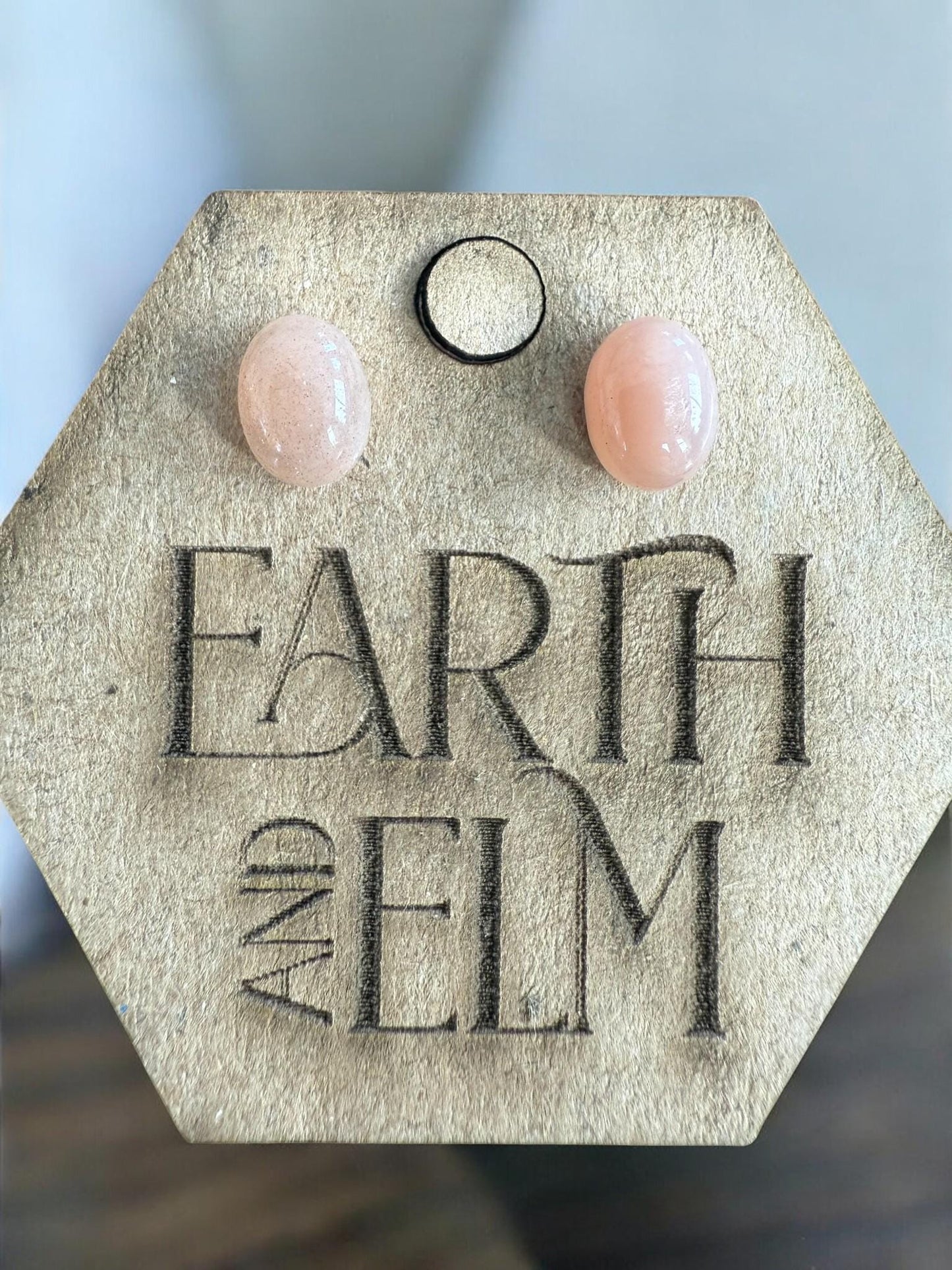 Peach Moonstone Oval Studs - earthandelm