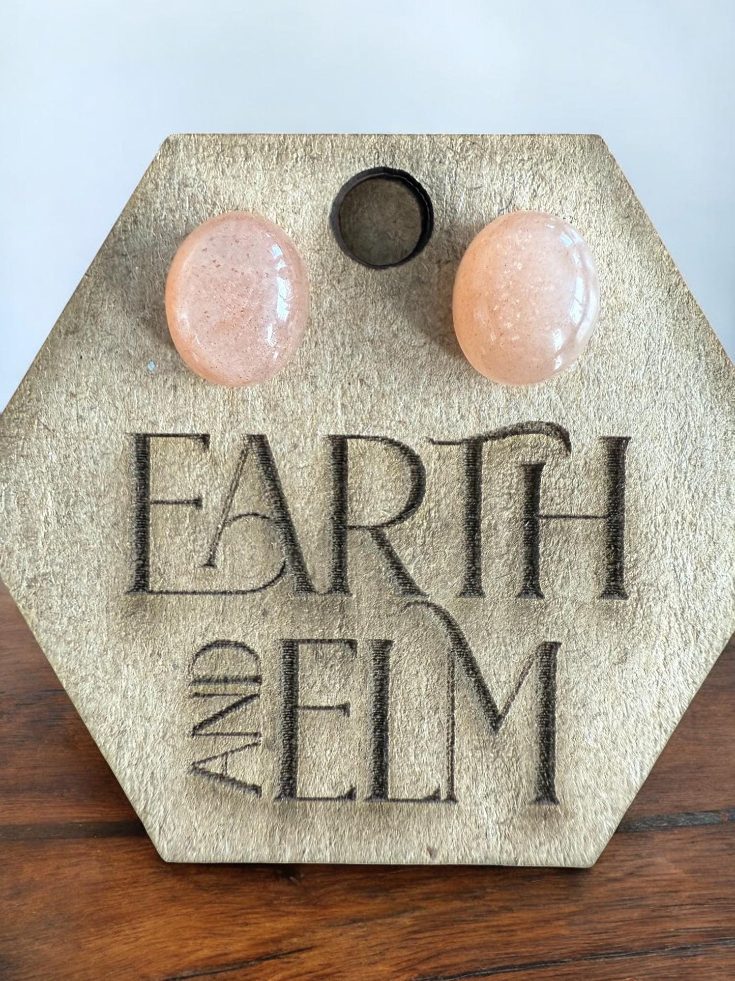 Peach Moonstone Oval Studs - earthandelm