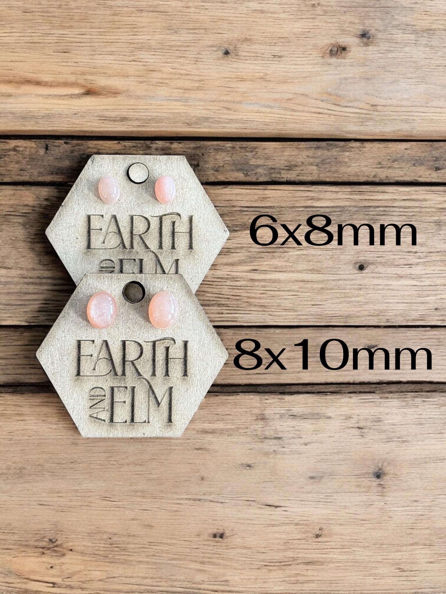 Peach Moonstone Oval Studs - earthandelm