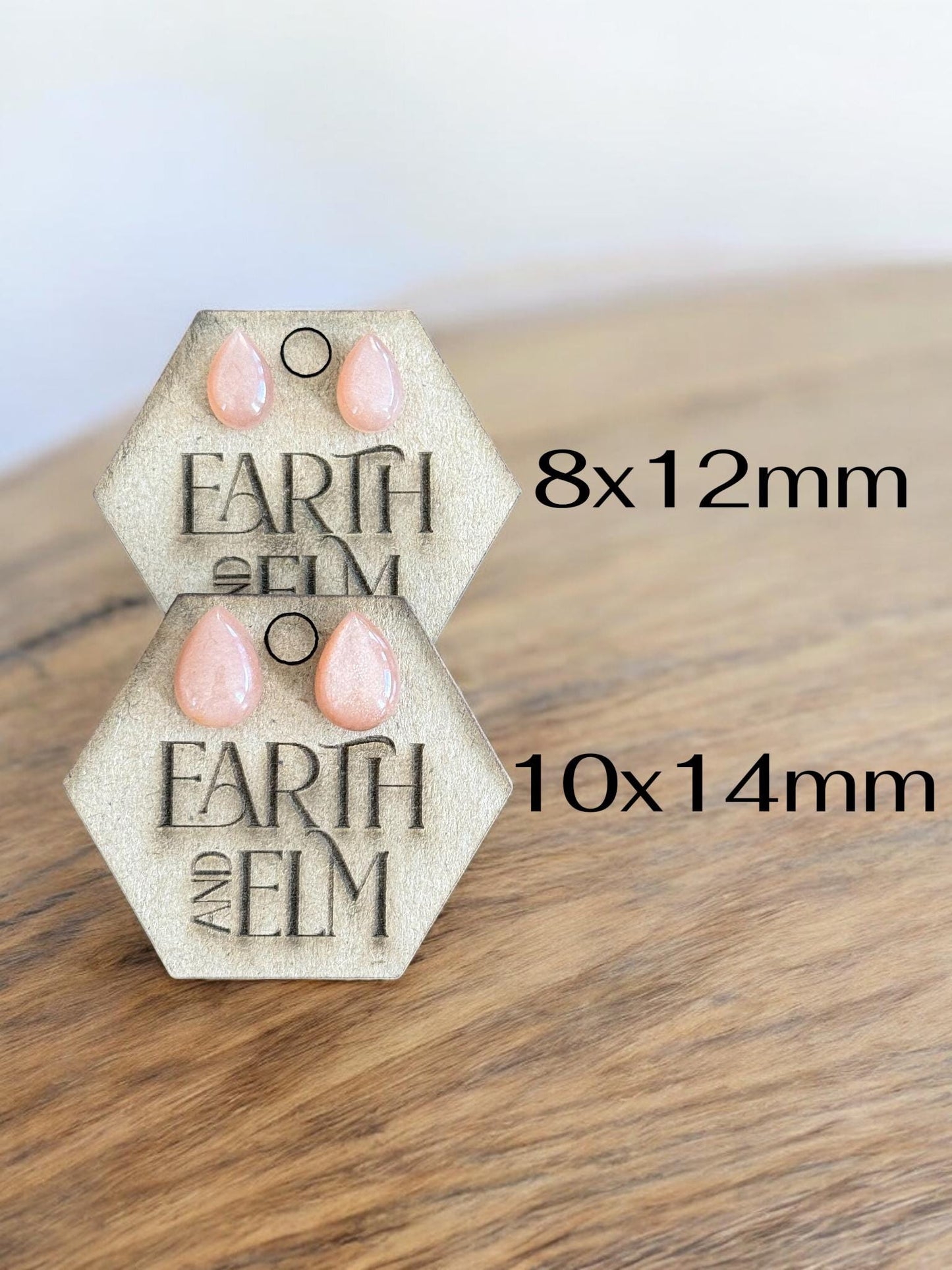 Peach Moonstone Pear Studs - earthandelm