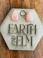 Peach Moonstone Pear Studs - earthandelm