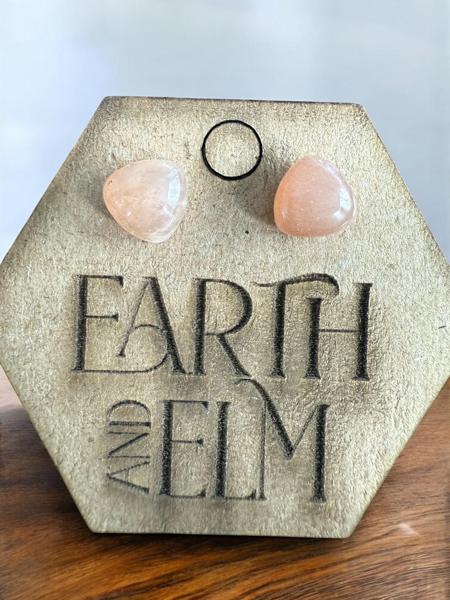Peach Moonstone Trillion Studs - earthandelm