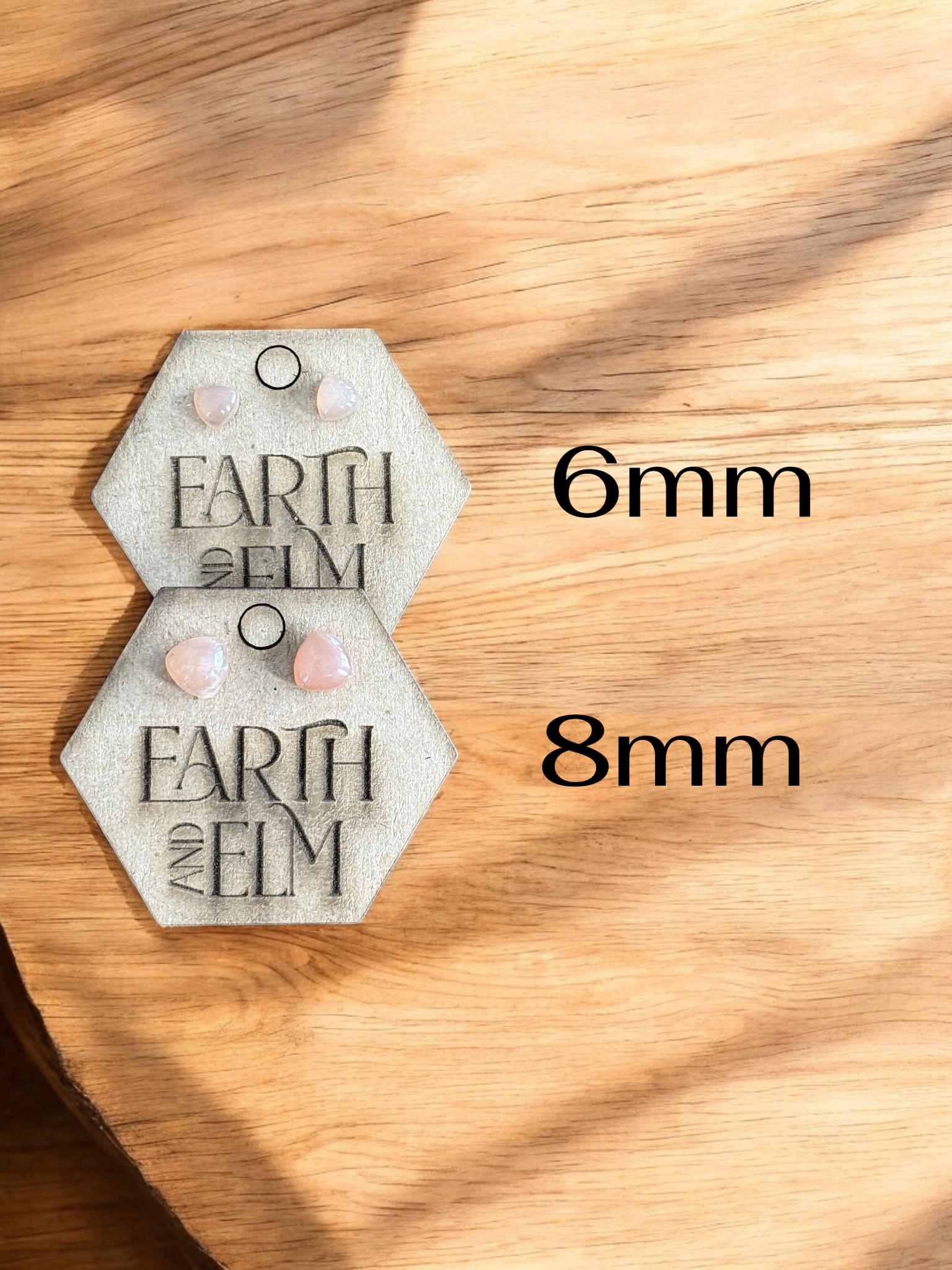 Peach Moonstone Trillion Studs - earthandelm