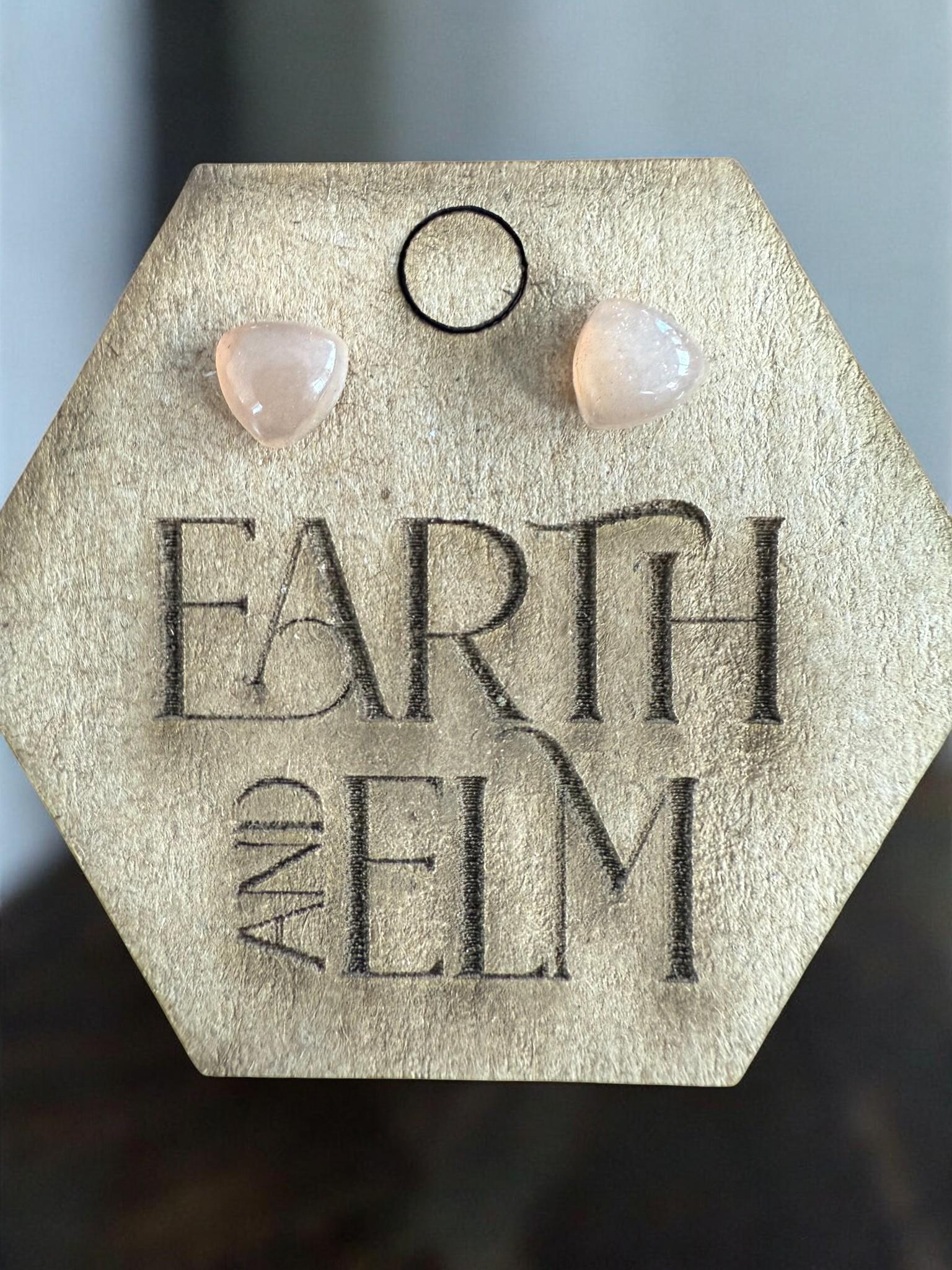 Peach Moonstone Trillion Studs - earthandelm