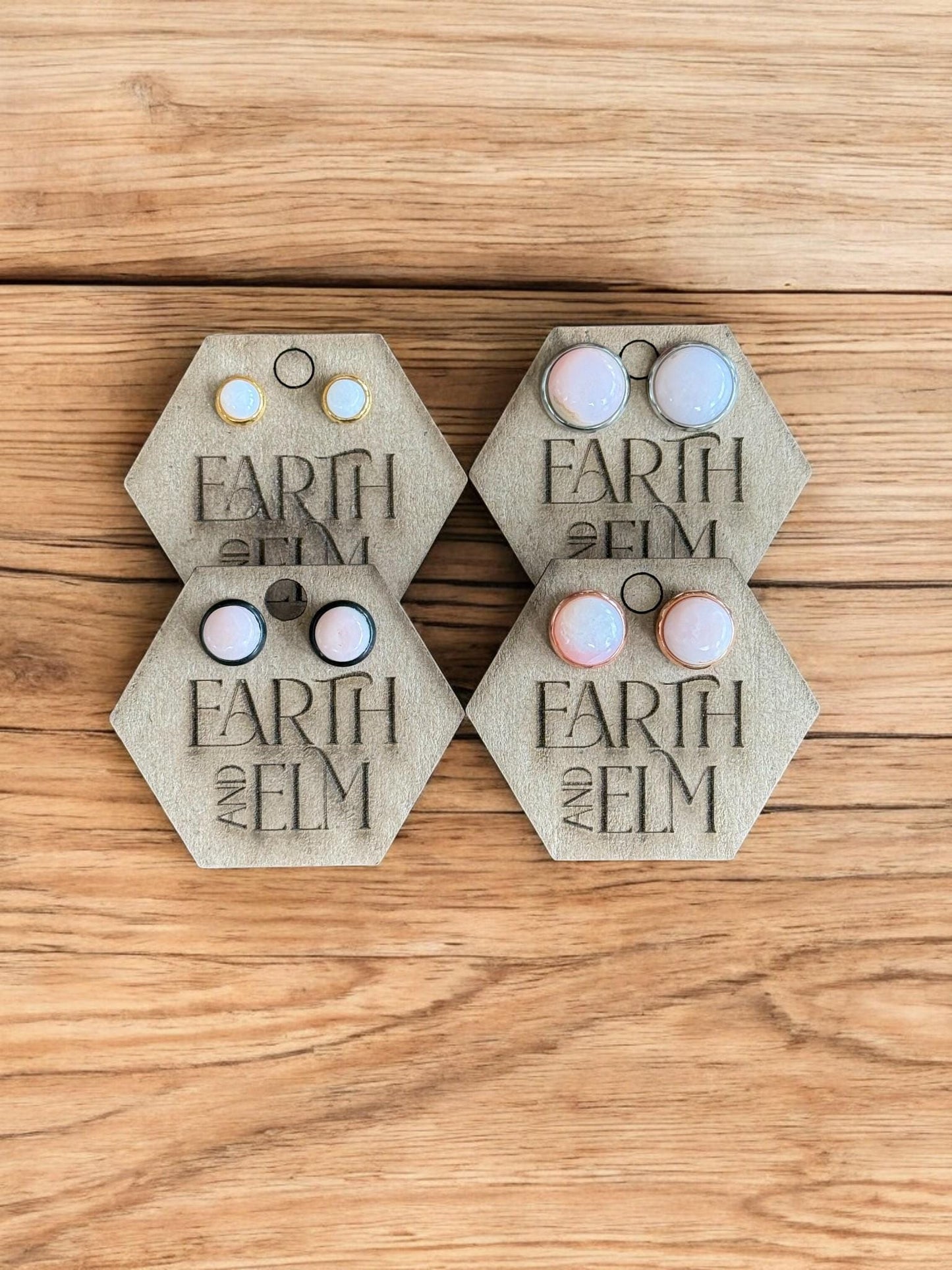 Pink Opal in Metal Settings - earthandelm