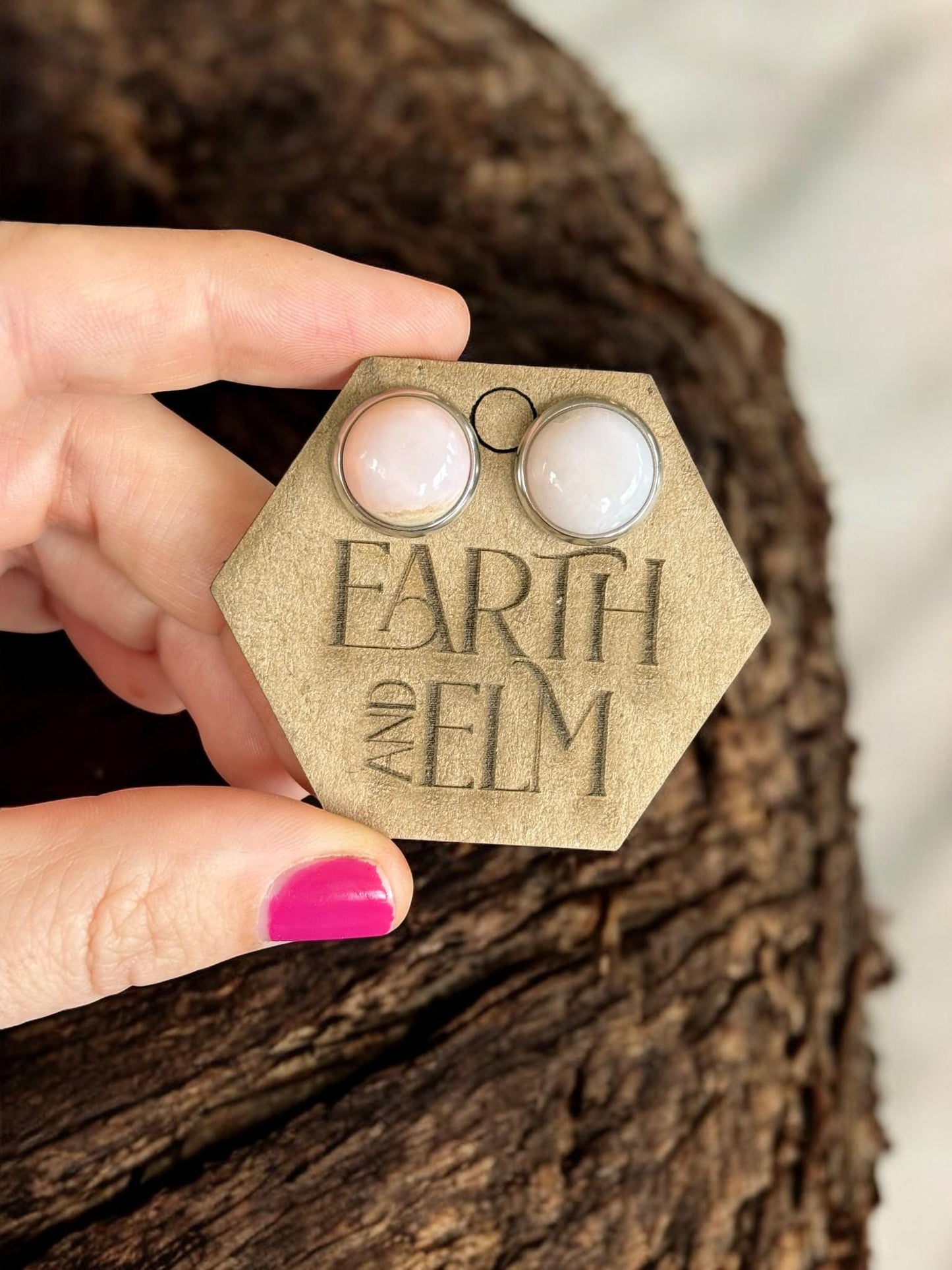 Pink Opal in Metal Settings - earthandelm