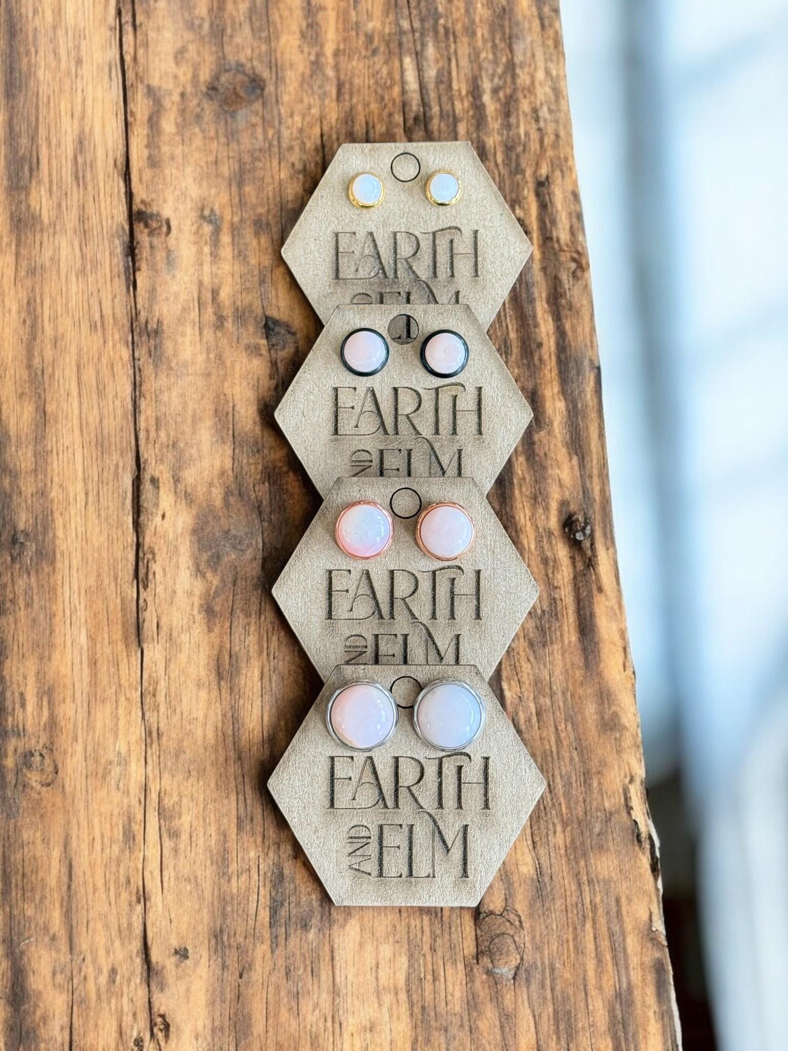 Pink Opal in Metal Settings - earthandelm
