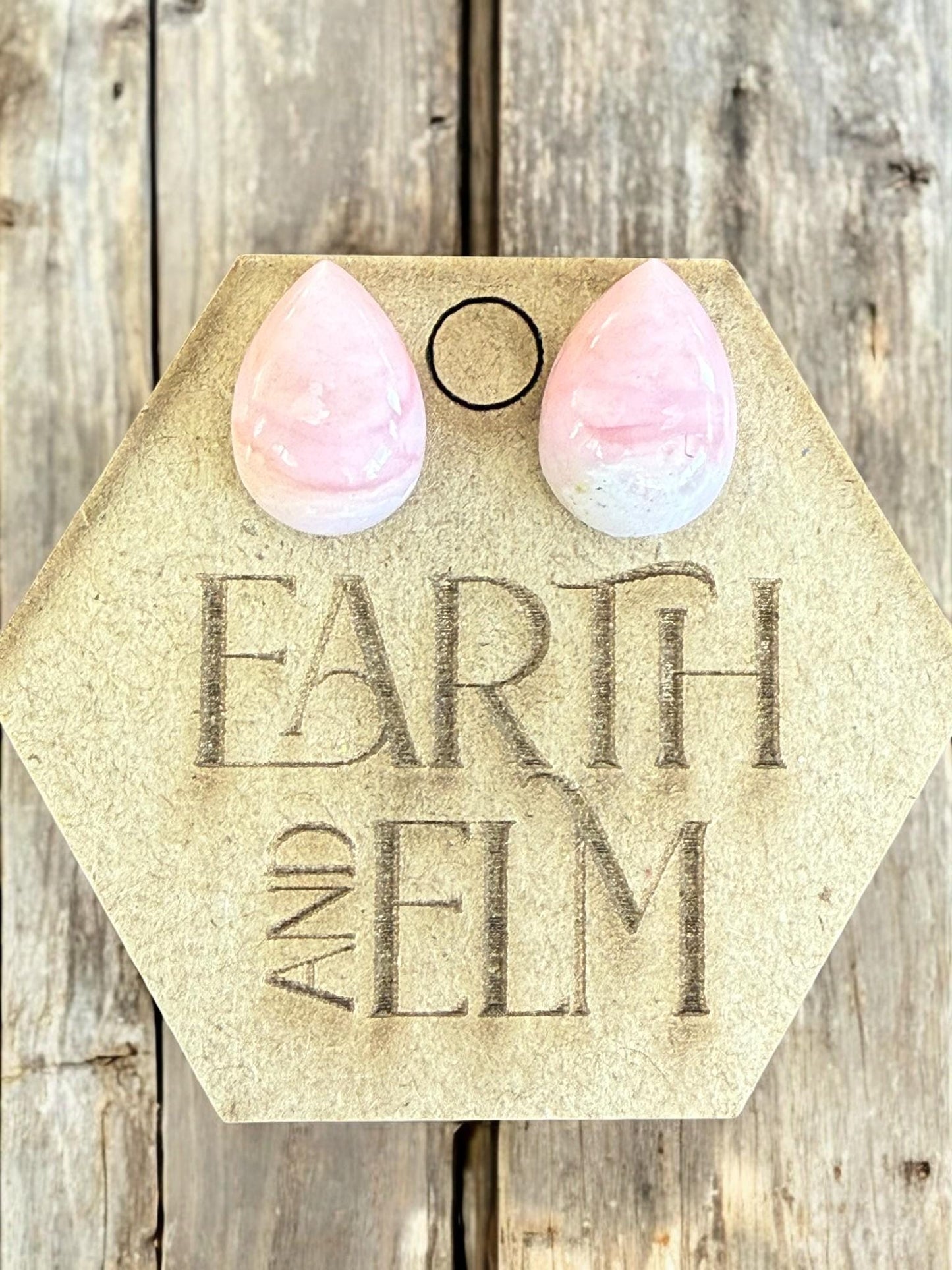 Pink Opal Pear Studs - earthandelm