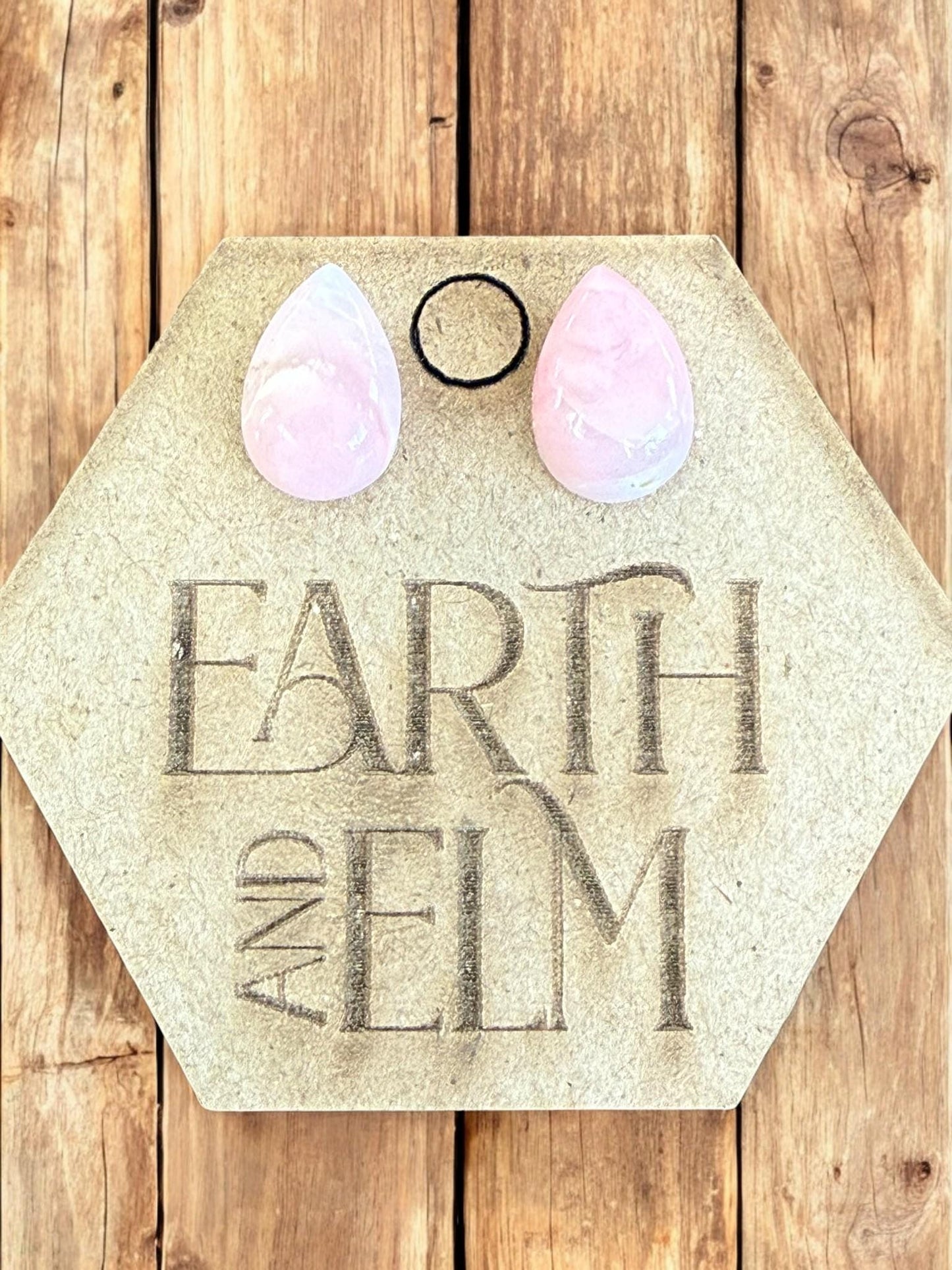 Pink Opal Pear Studs - earthandelm