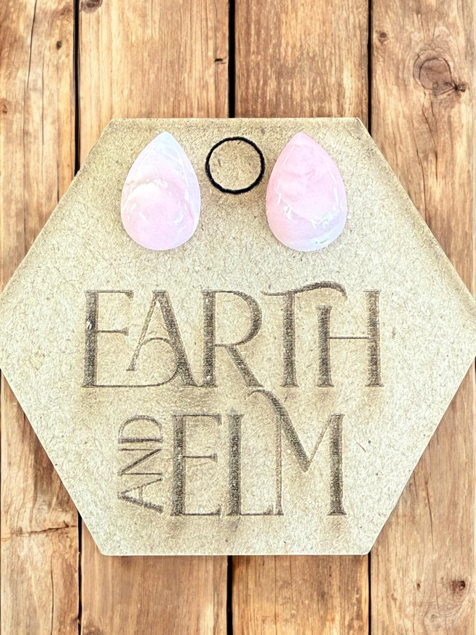 Pink Opal Pear Studs - earthandelm