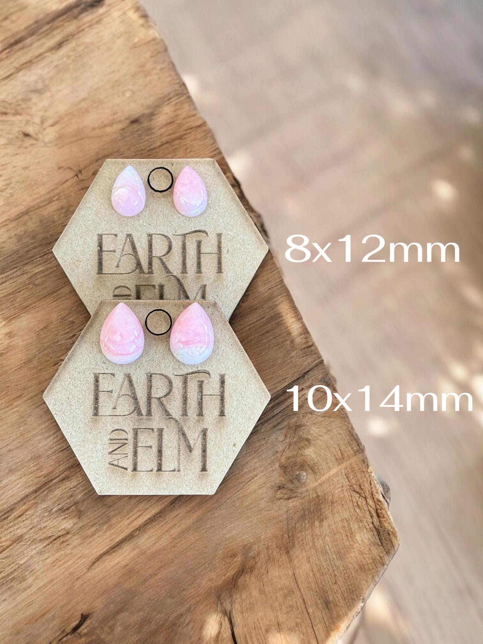 Pink Opal Pear Studs - earthandelm