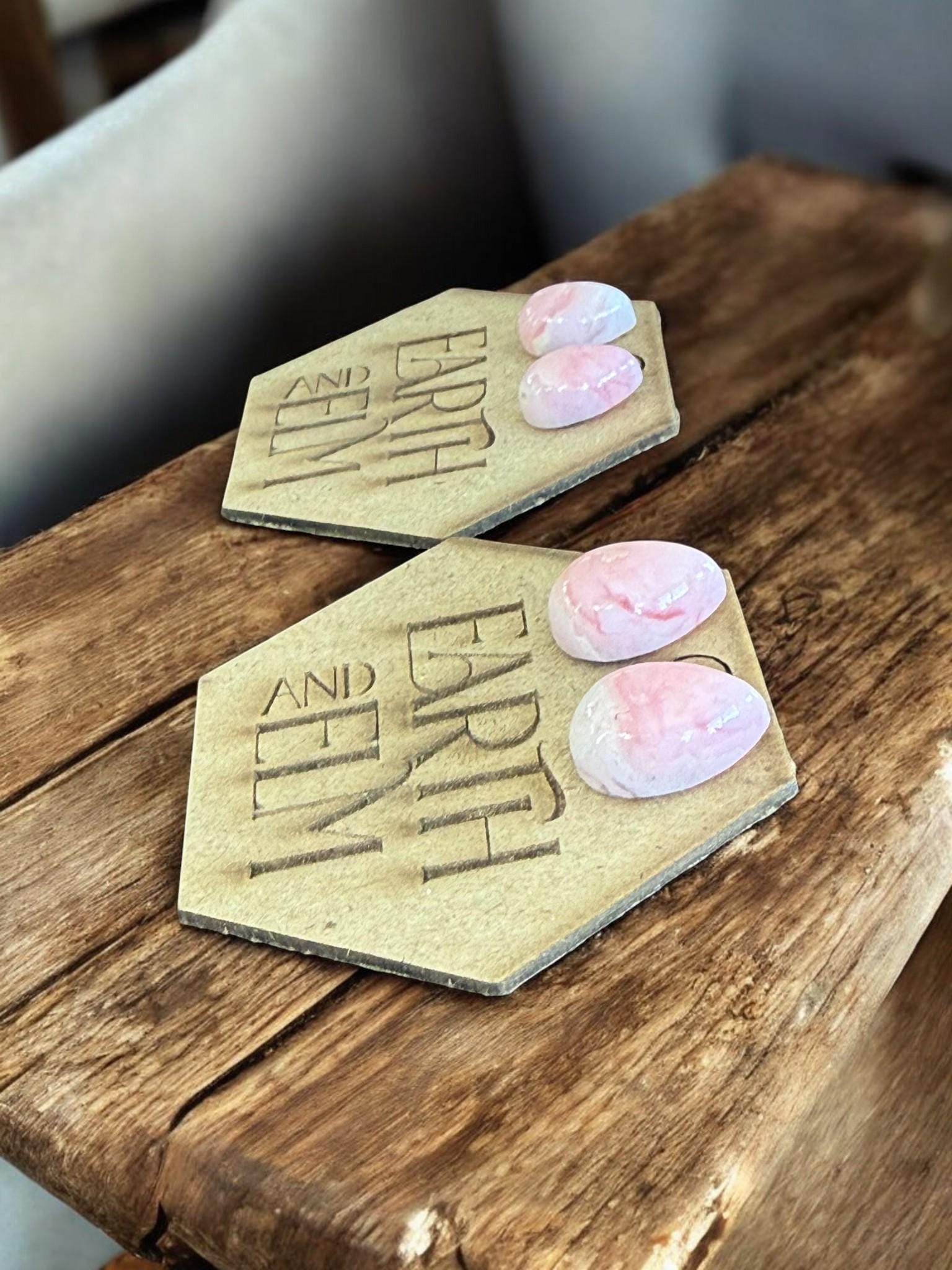 Pink Opal Pear Studs - earthandelm