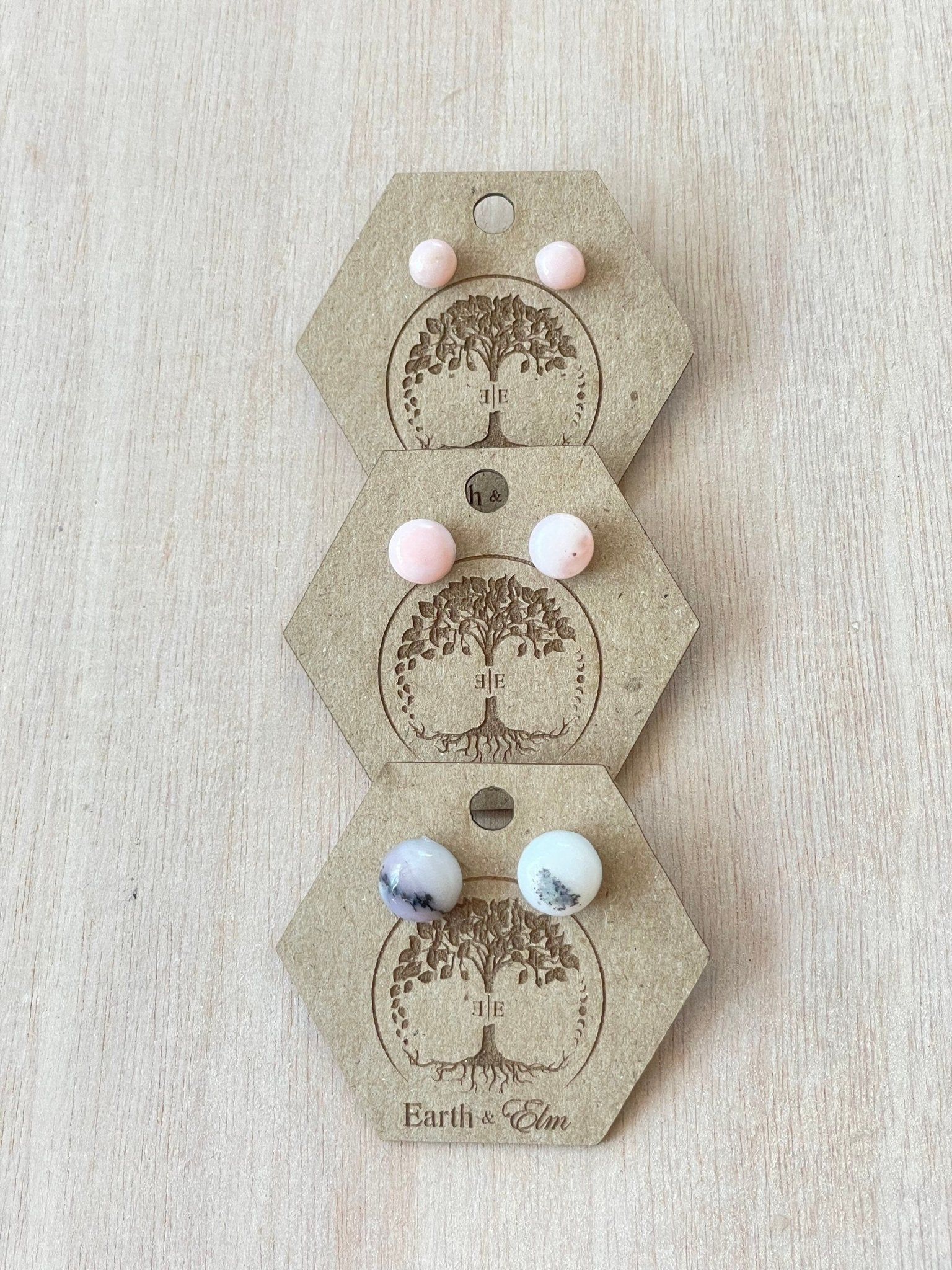 Pink Opal Round Studs - earthandelm