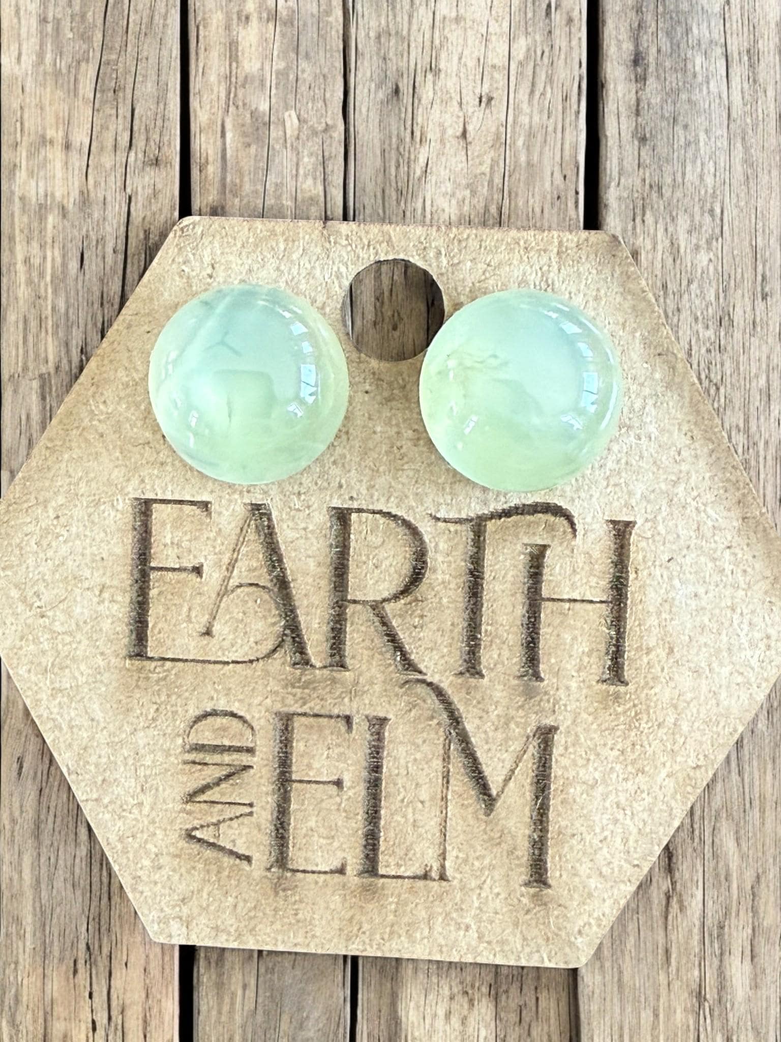 Prehnite Round Studs - earthandelm