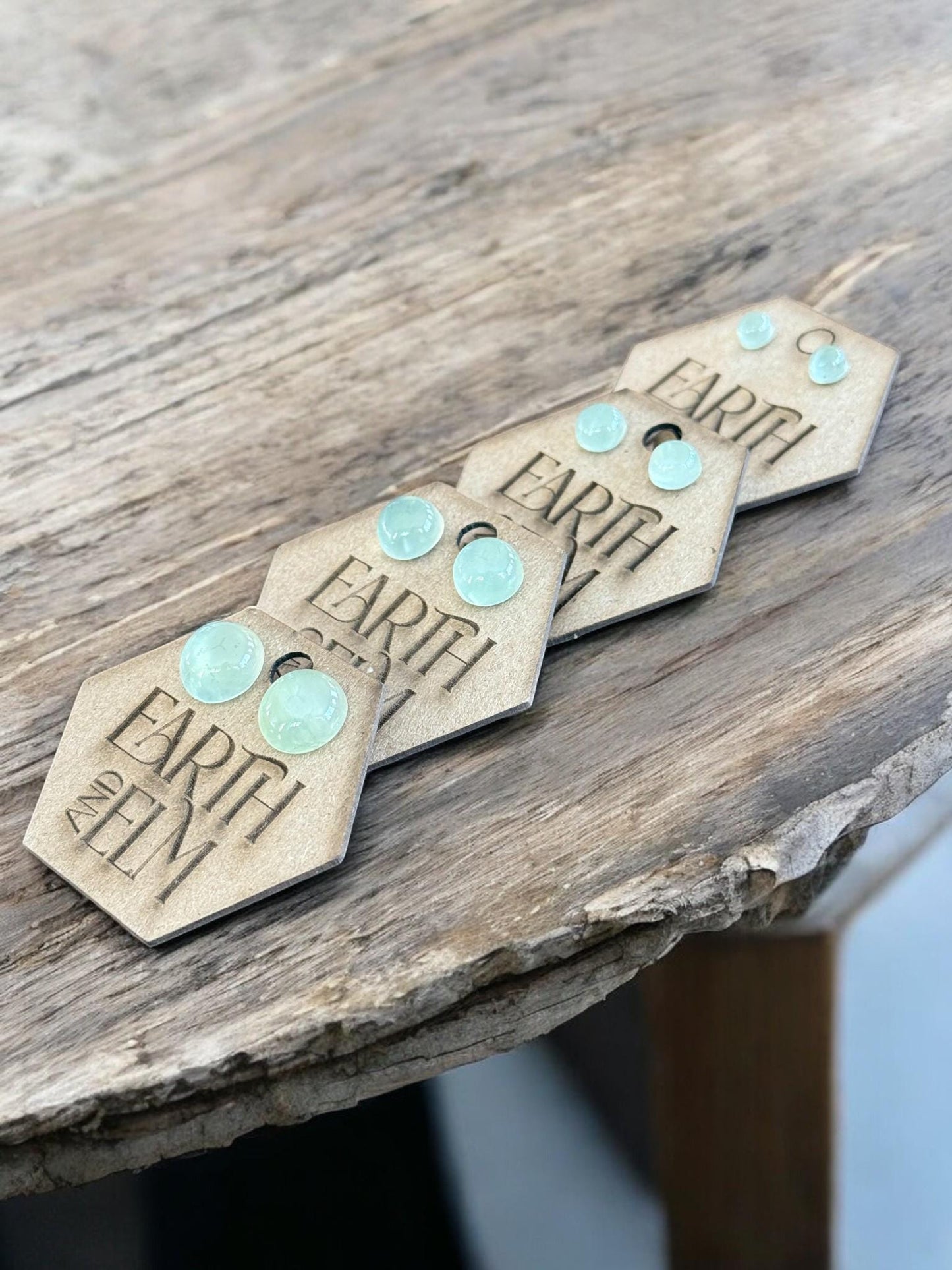 Prehnite Round Studs - earthandelm