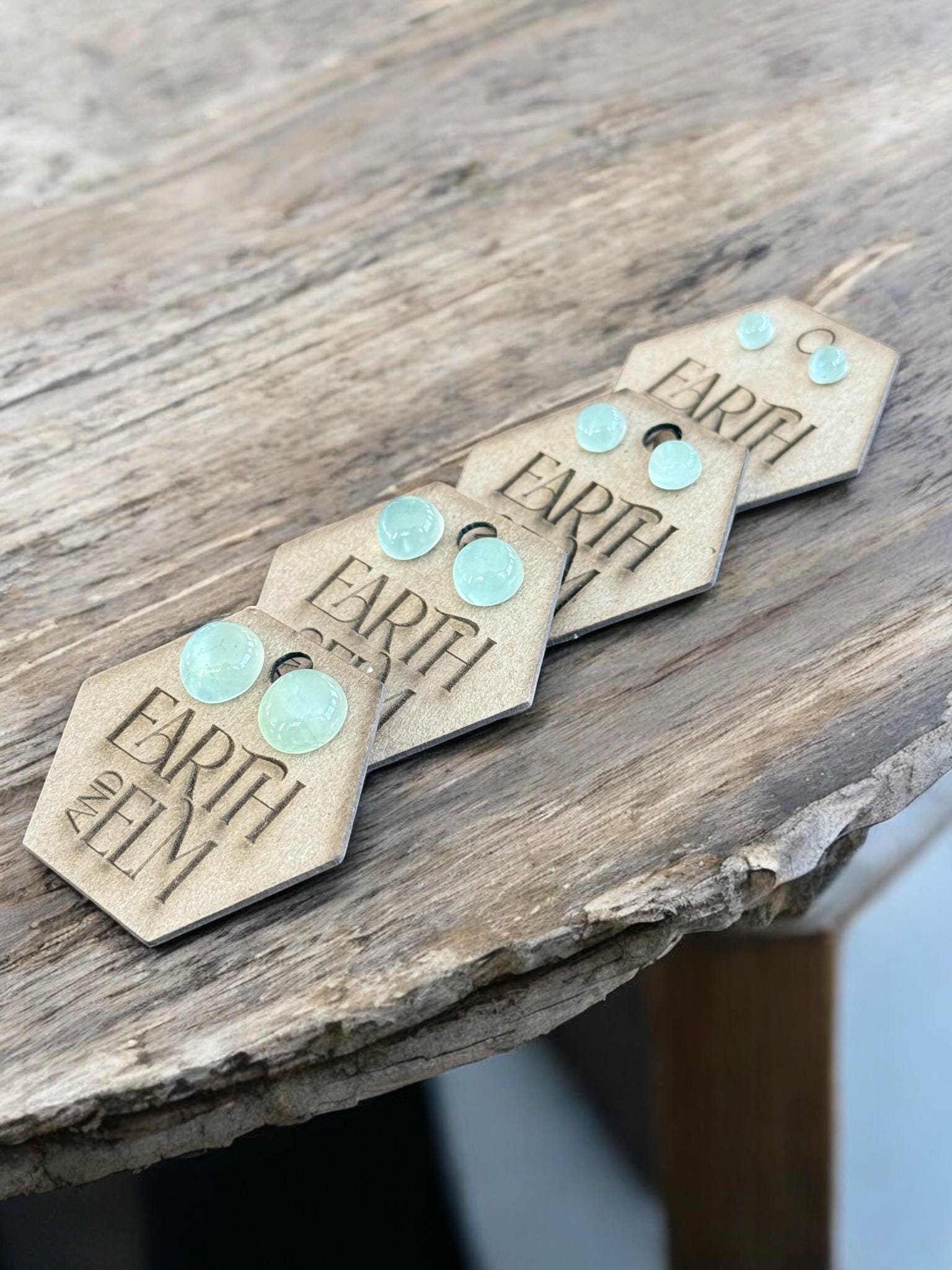 Prehnite Round Studs - earthandelm