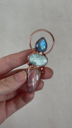 Moonstone, Larimar & Rhodochrosite Pendant