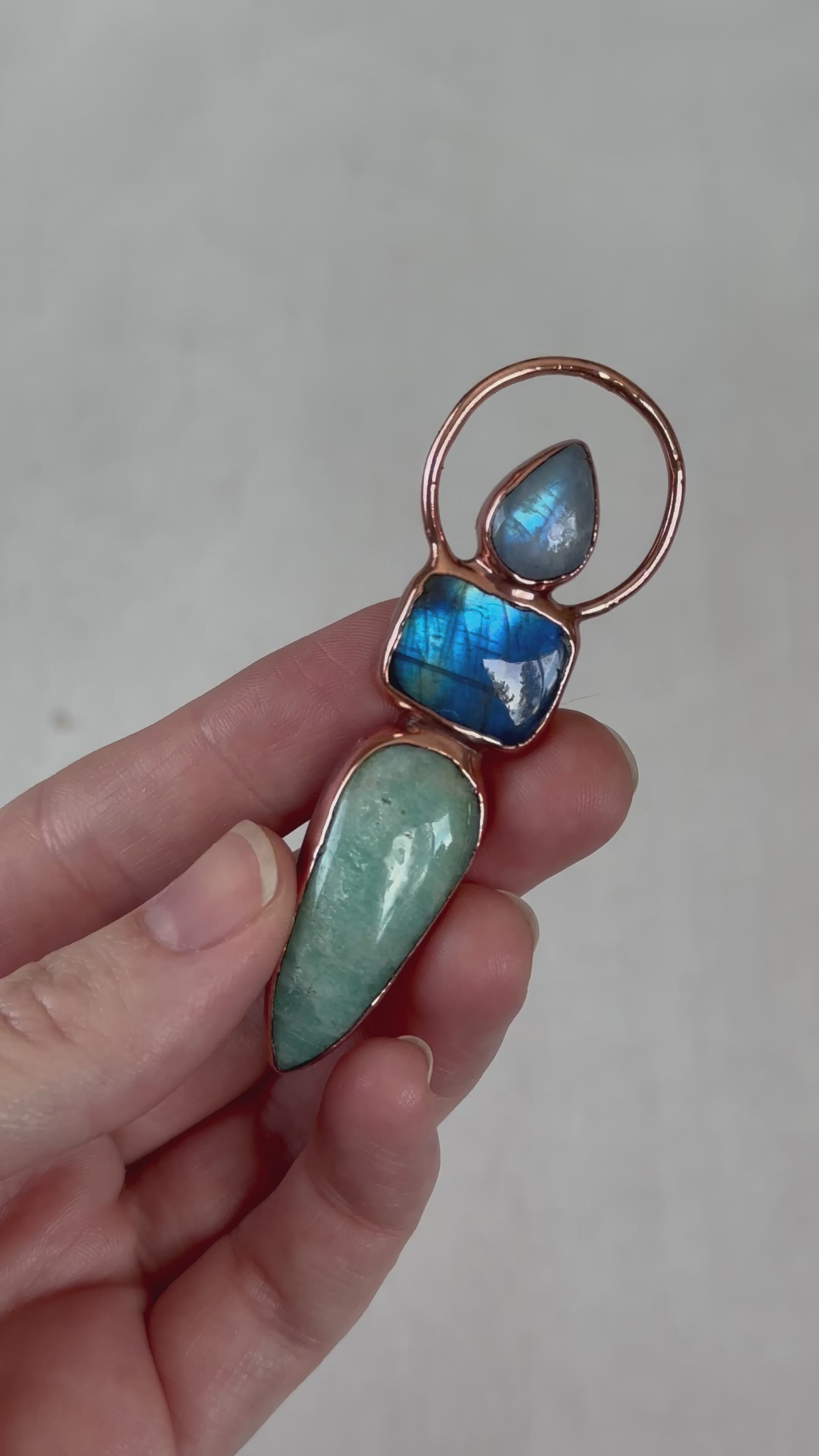 Moonstone, Labradorite and Amazonite Pendant