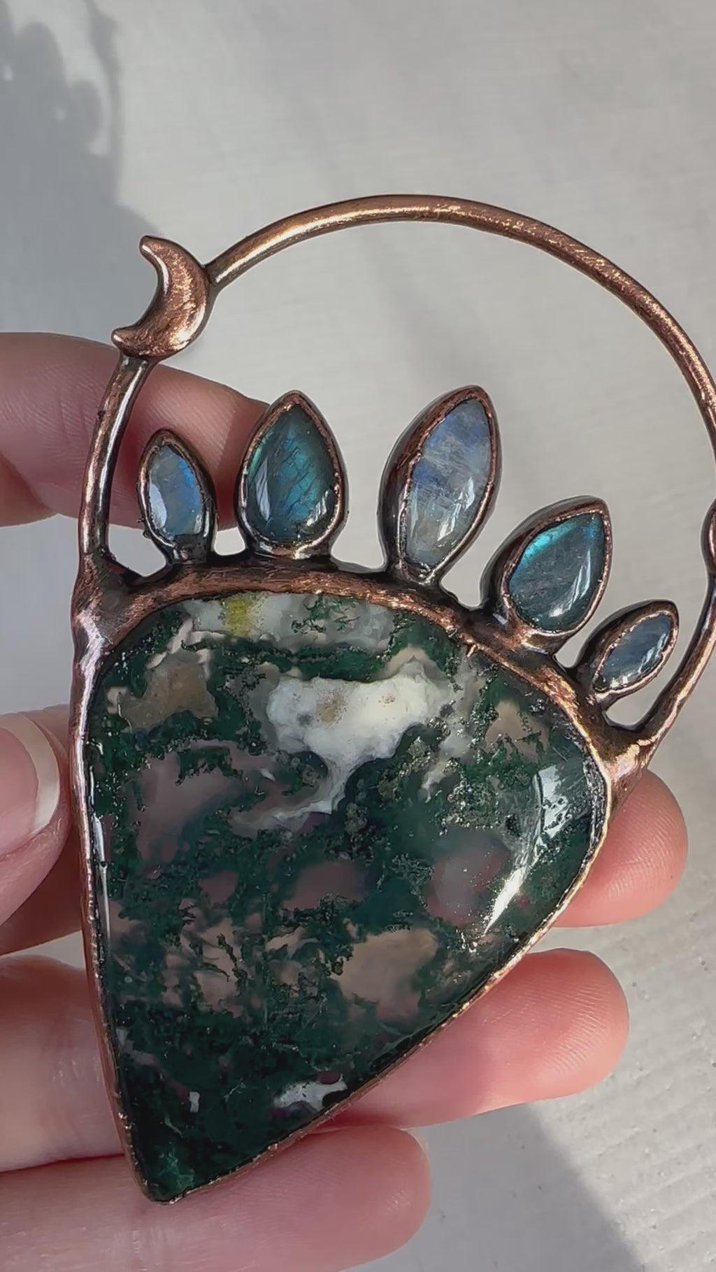 Moss Agate Statement Pendant