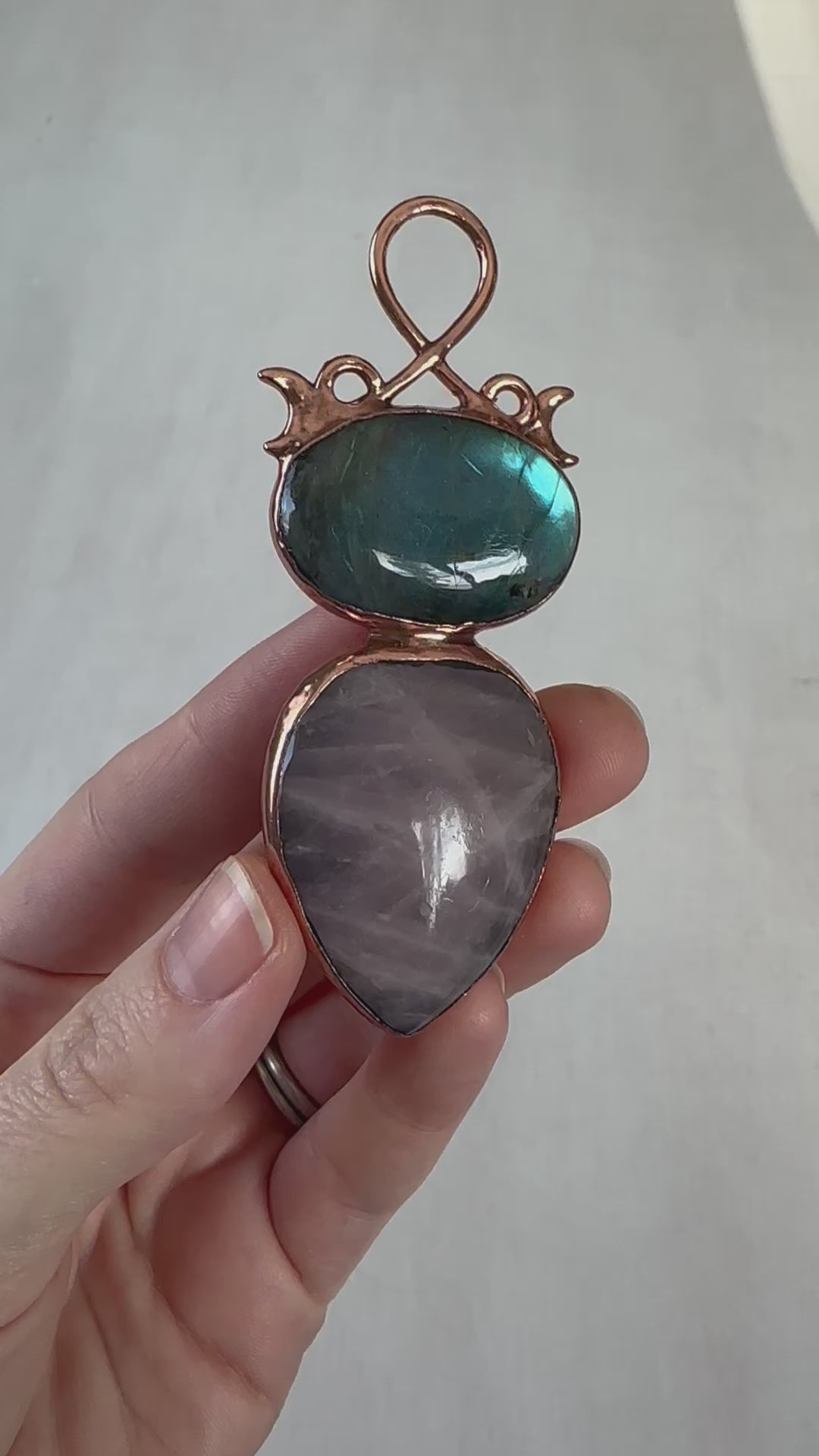 Labradorite & Rose Quartz Pendant