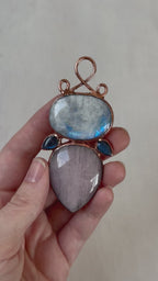 Moonstone, Rose Quartz & Labradorite Pendant