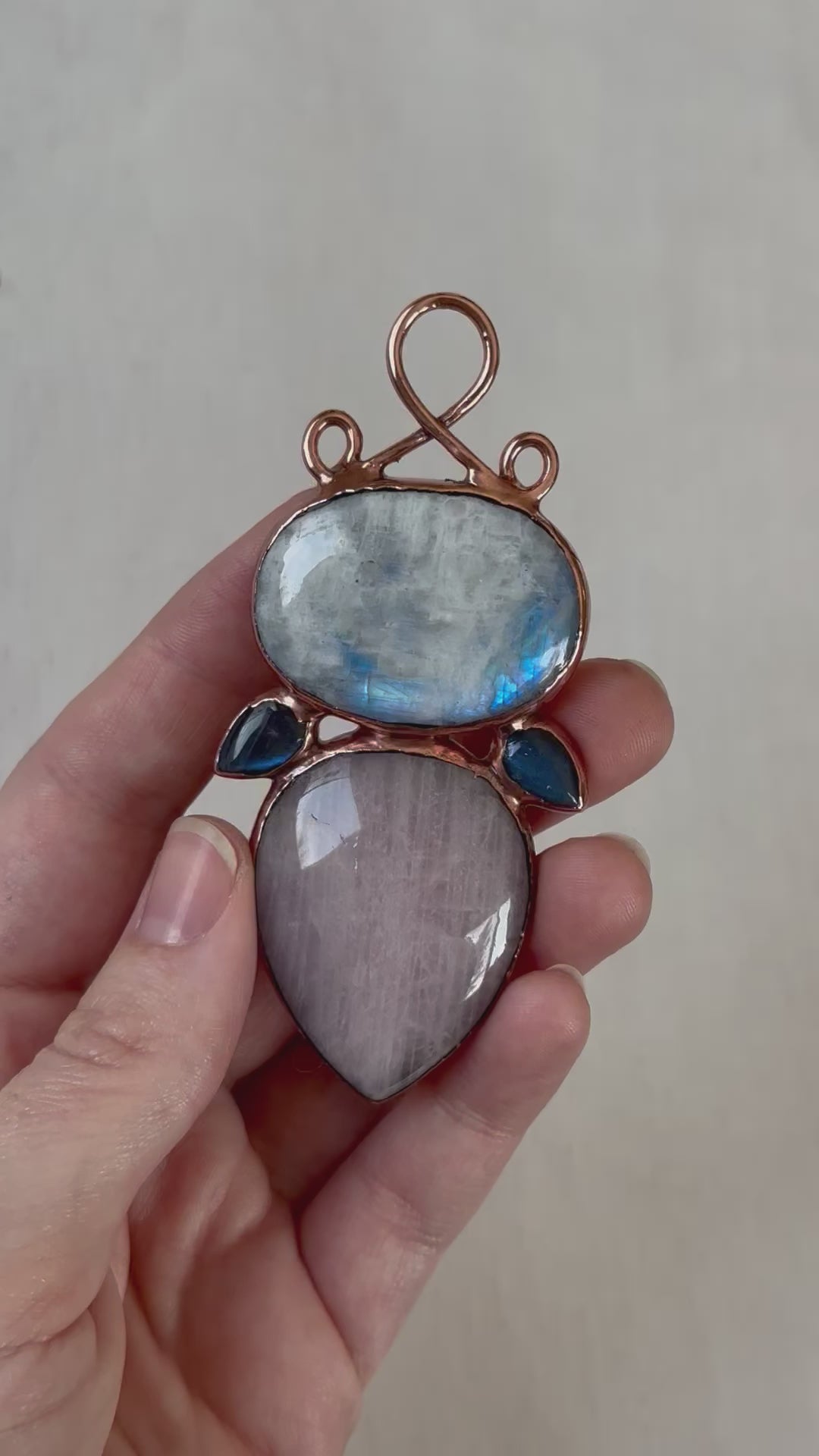 Moonstone, Rose Quartz & Labradorite Pendant